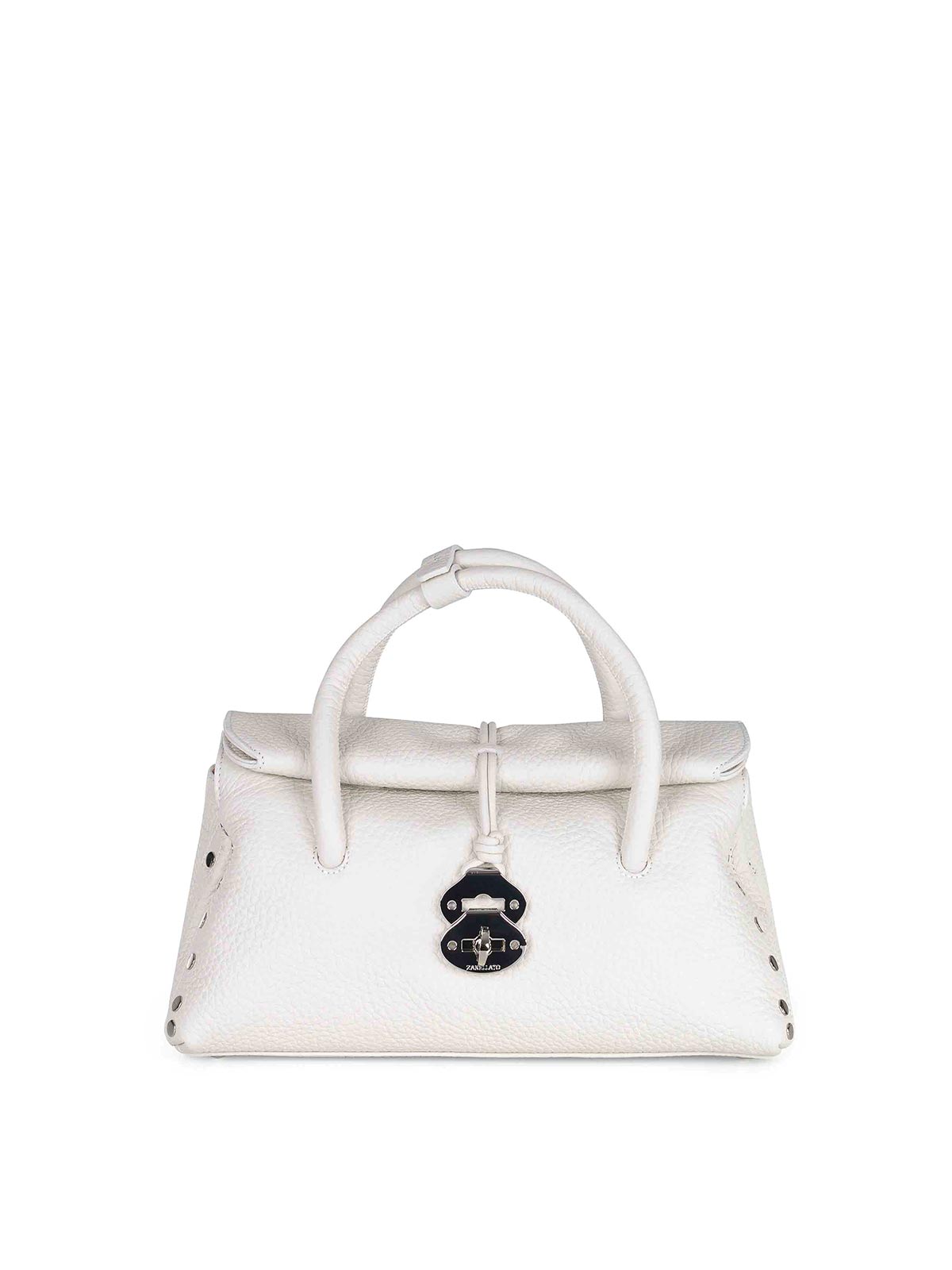 Borsa Realizzata In Pelle Martellata Bianca