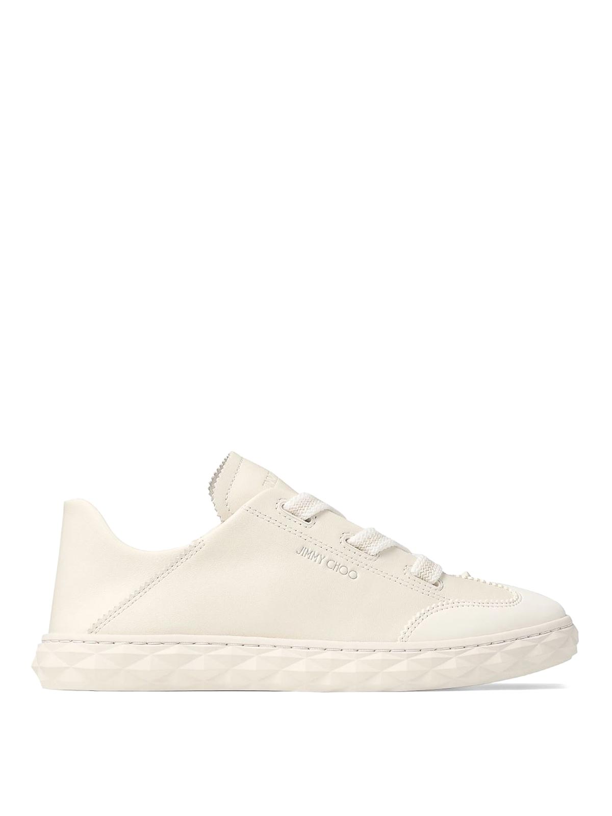 Jimmy Choo Diamond Light Leather Sneakers In White
