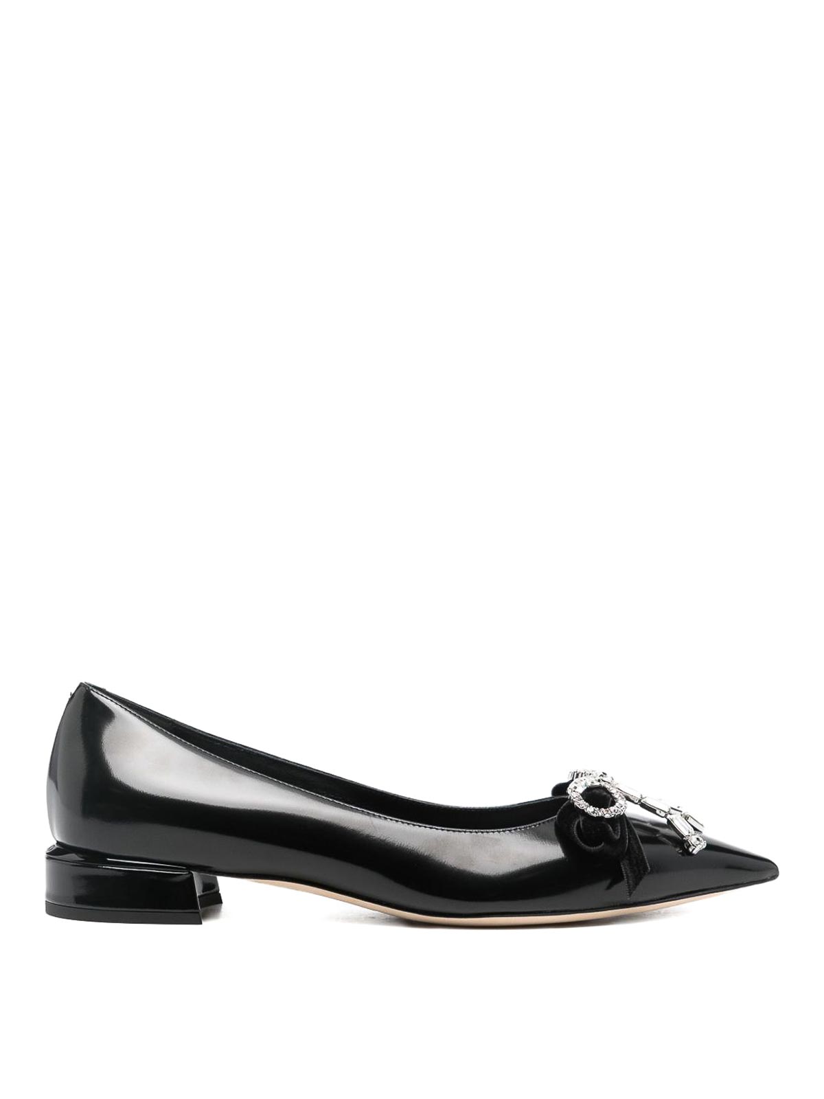 Jimmy Choo Auria Leather Ballet Flats In Black