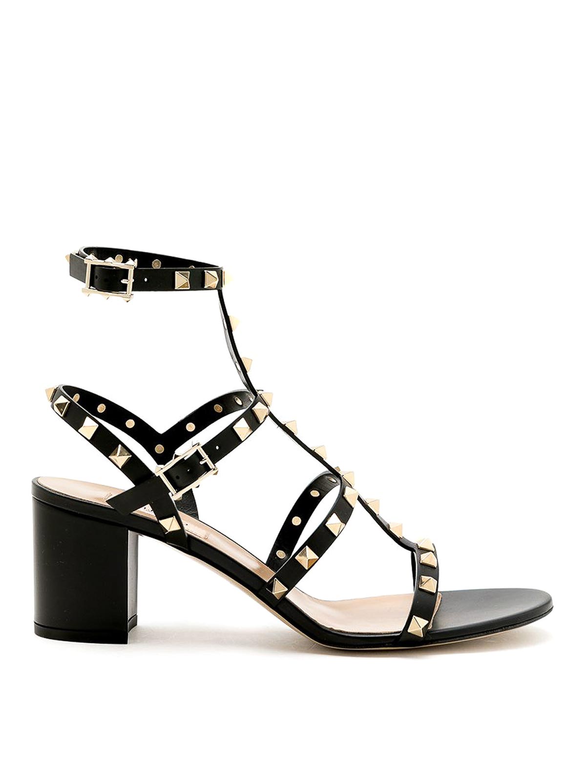 Valentino Garavani Rockstud Leather Sandals In Black