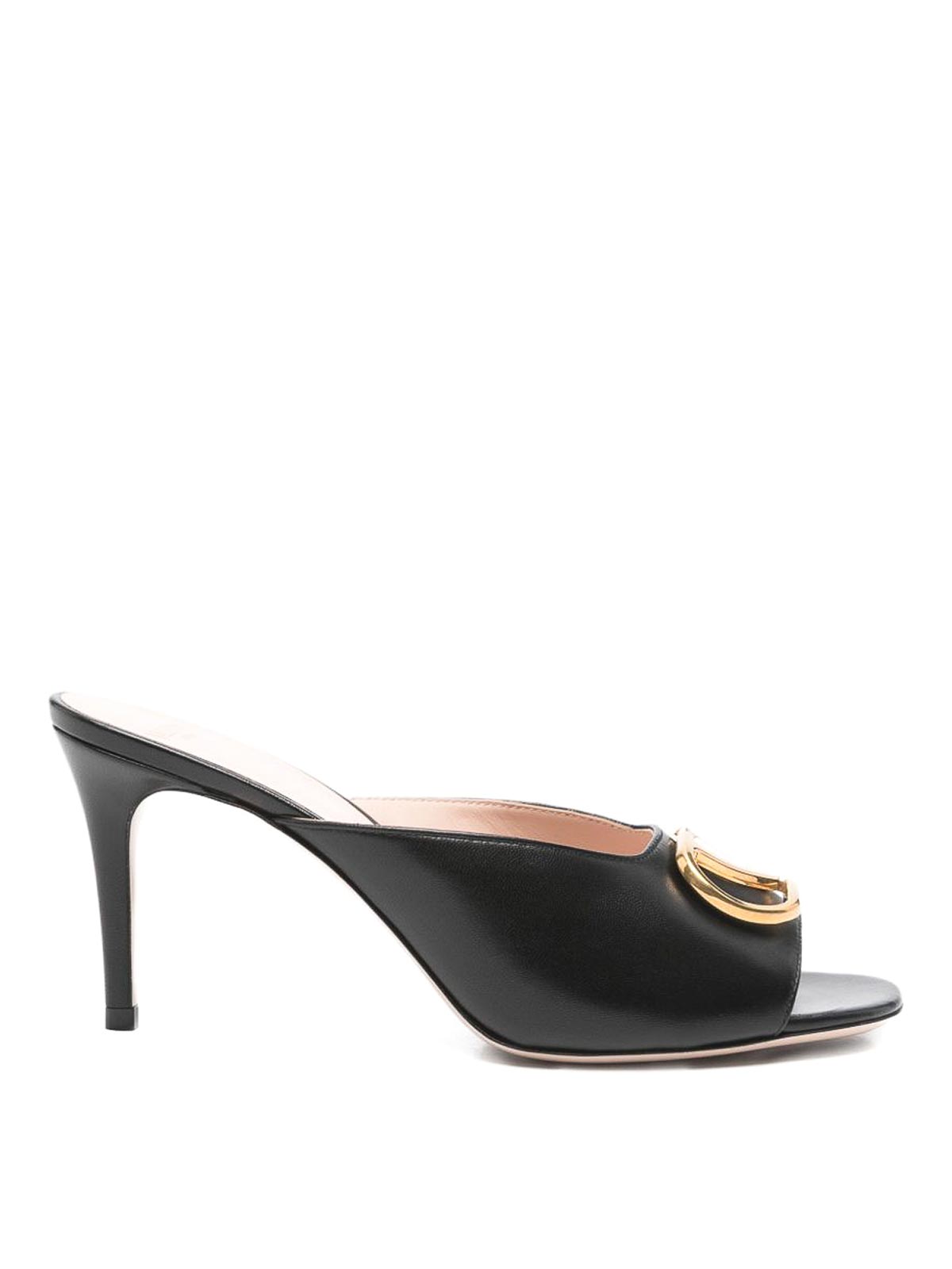 Valentino Garavani Vlogo Signature Leather Mules In Black