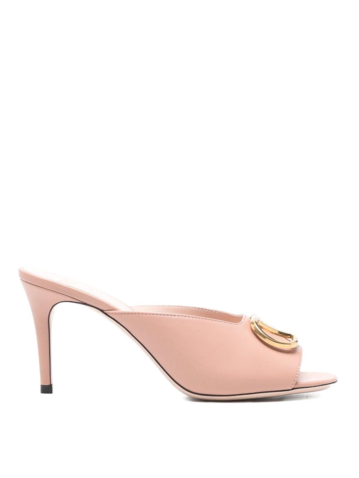 Valentino Garavani Vlogo Signature Leather Mules In Pink