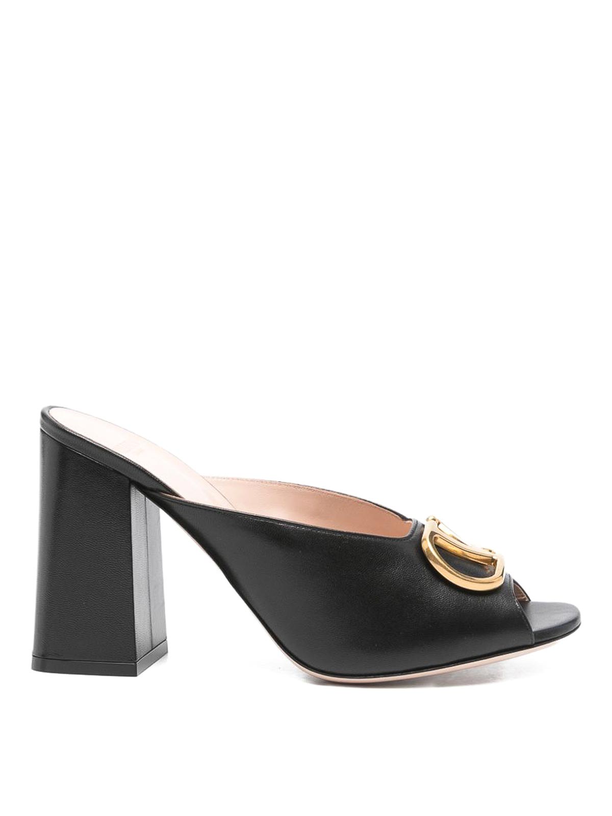 Valentino Garavani Vlogo Signature Leather Mules In Black