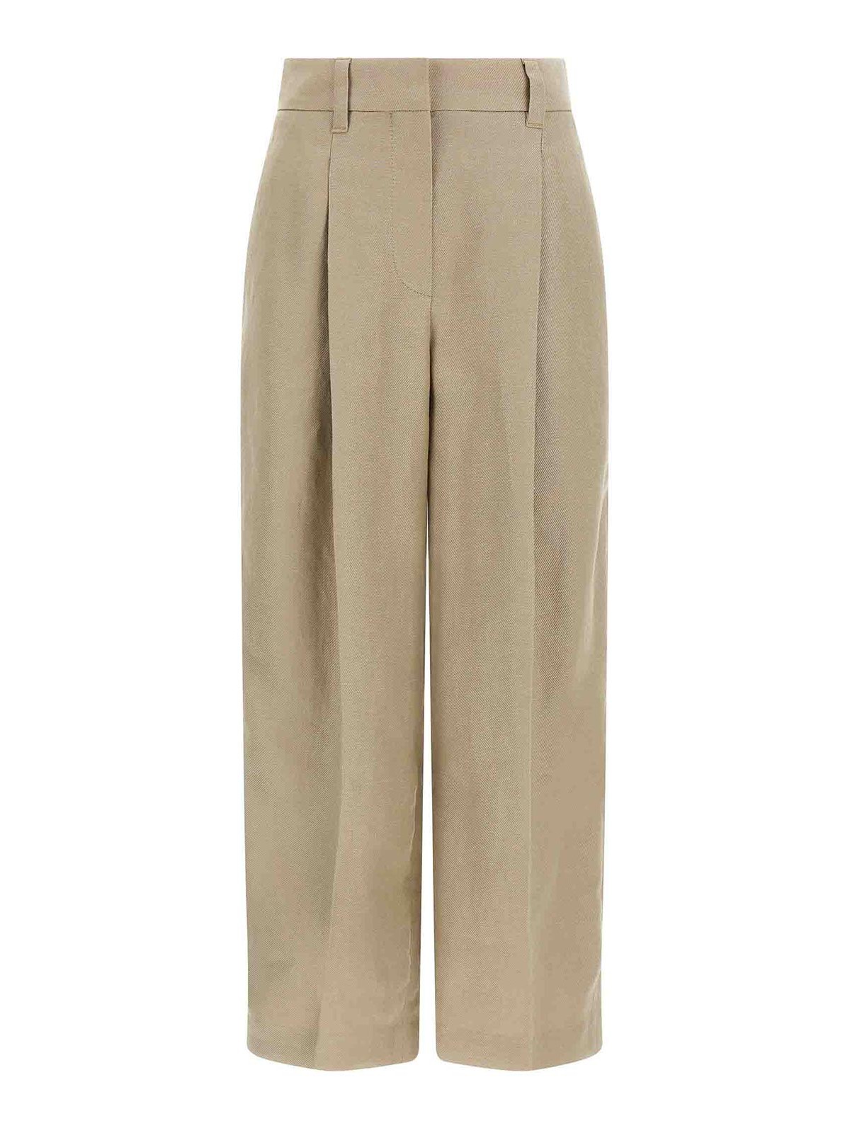 Brunello Cucinelli Linen Trousers In Sand
