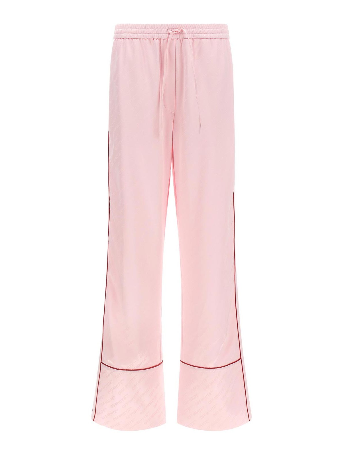 Off-white Jacquard Satin Pajama Pants In Nude