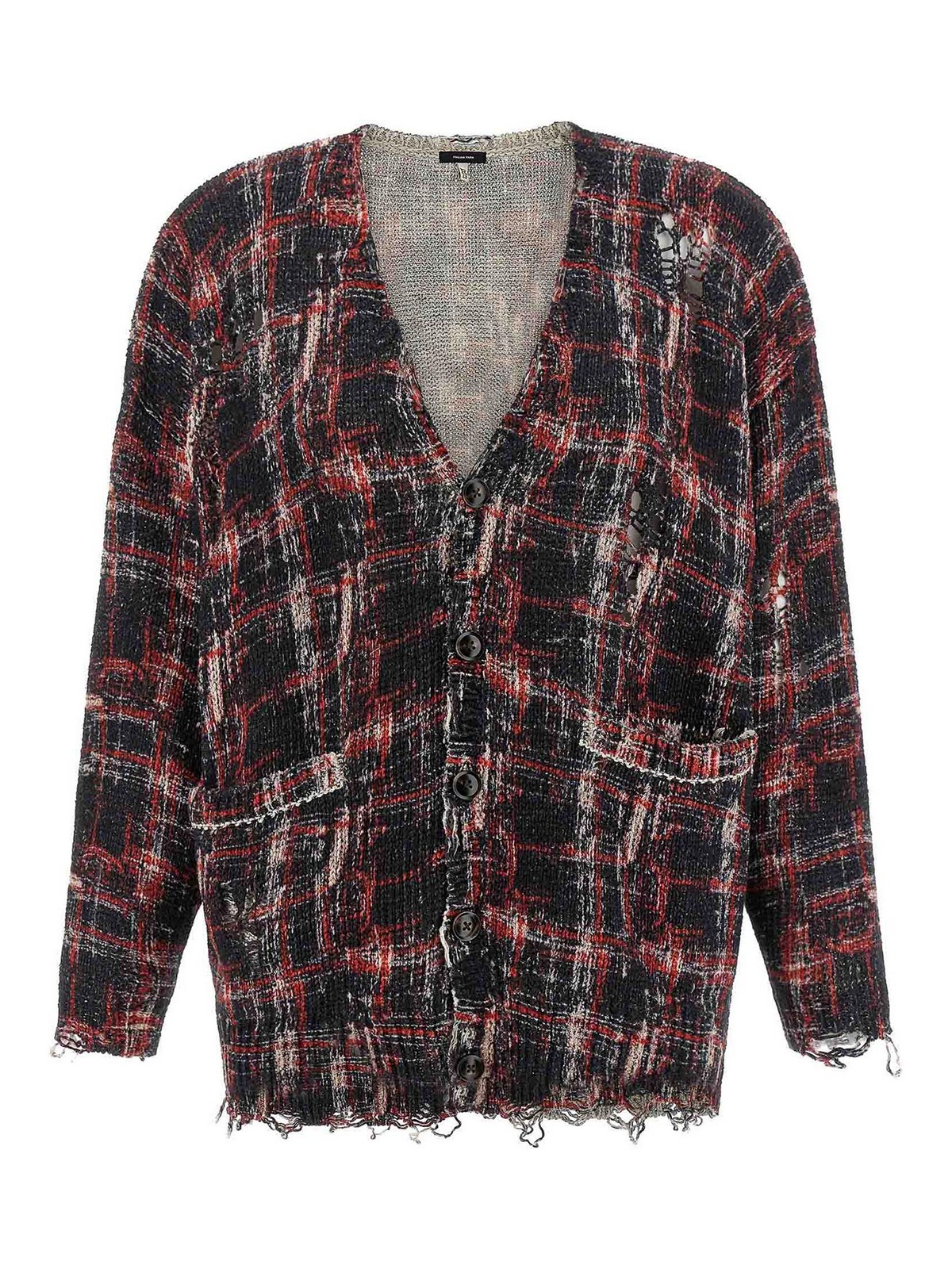 R13 Torn Cardigan In Red