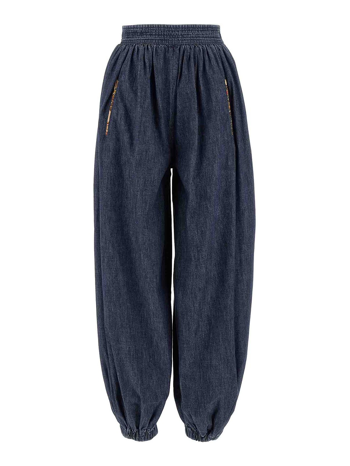 Valentino Denim Chambray Pants In Blue