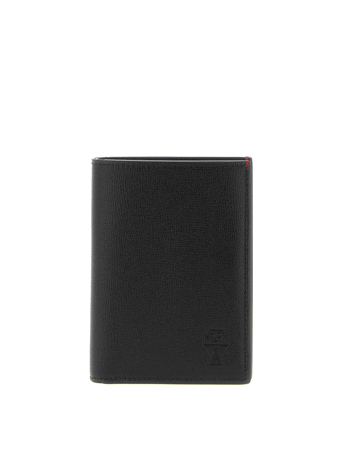 Brunello Cucinelli Fine Grain Leather Passport Holder In Black