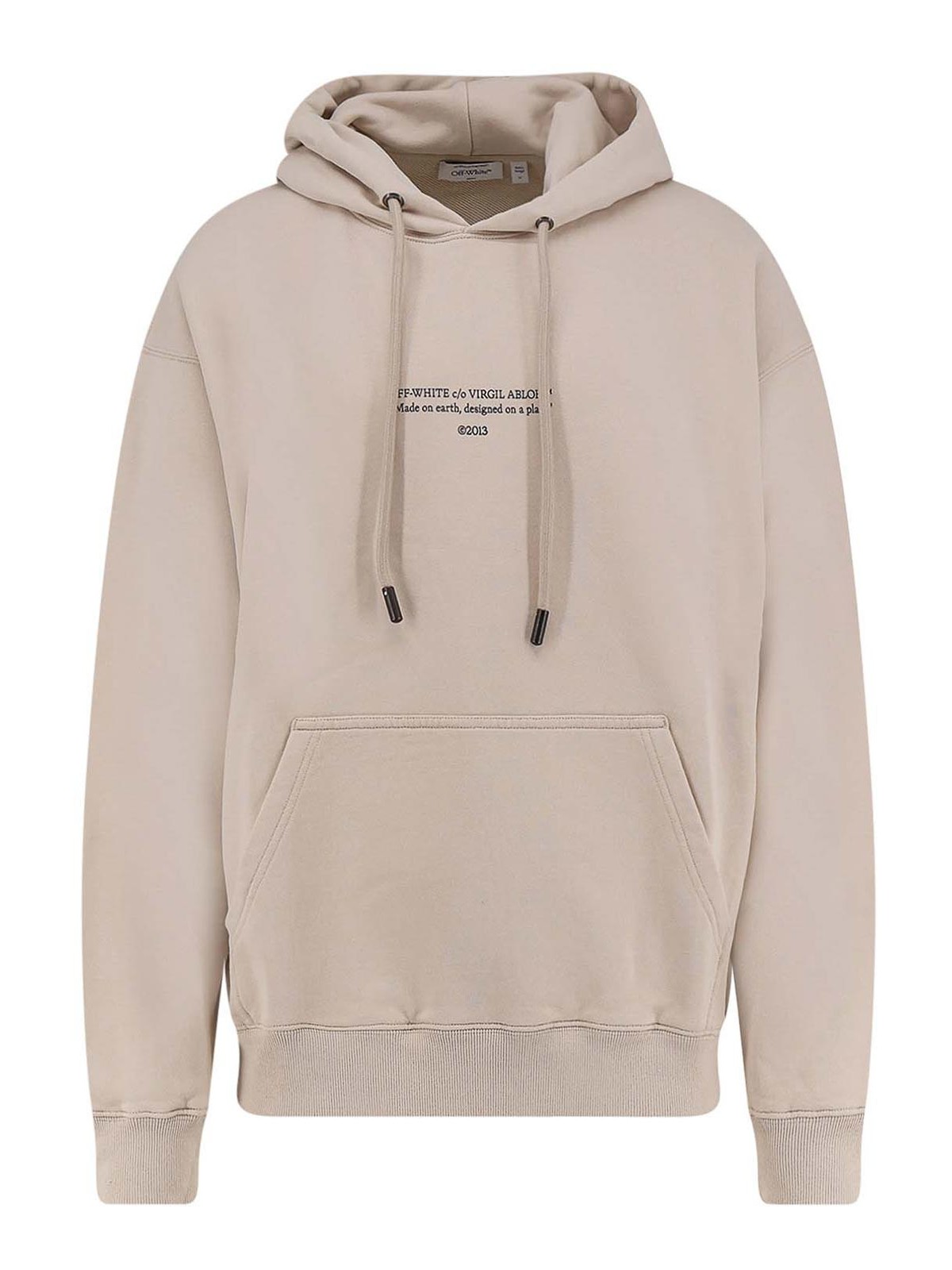 Off-white Cotton Sweatshirt With Front Logo Print In Brown
