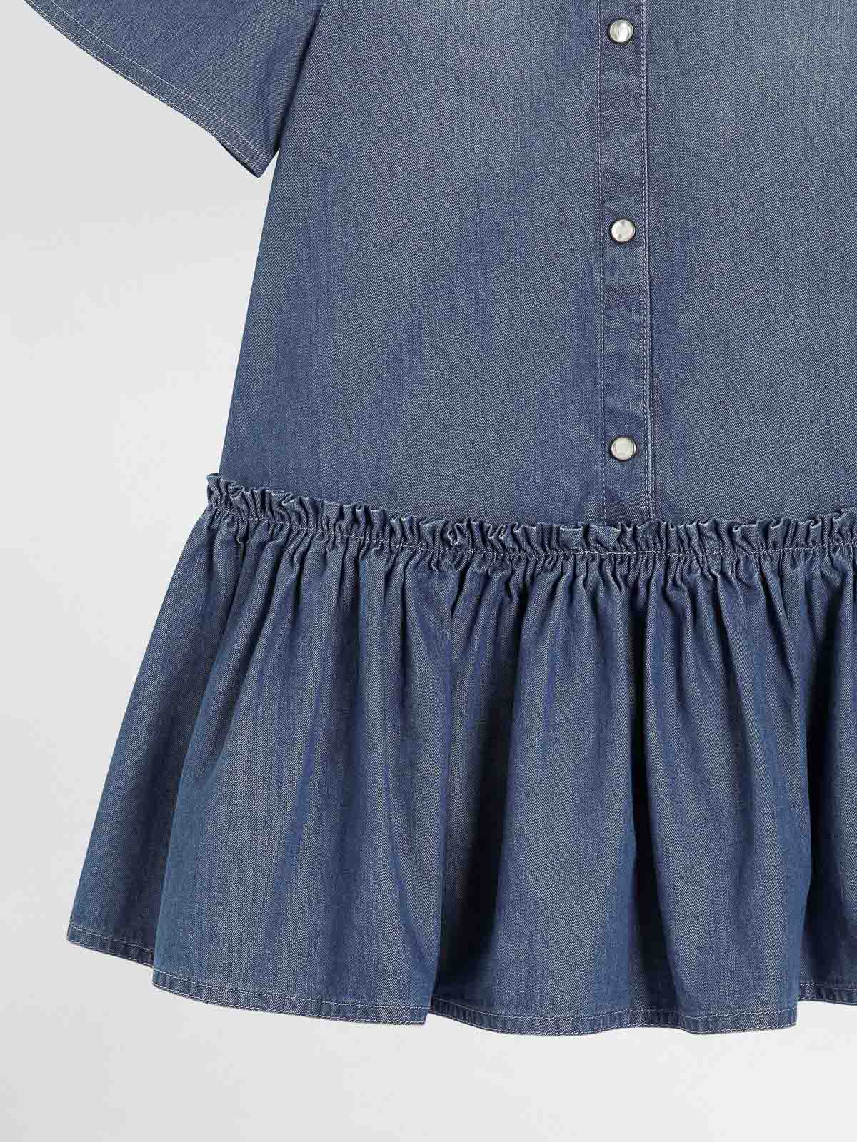 Dolce & Gabbana Ruffled Denim Dress In Blue