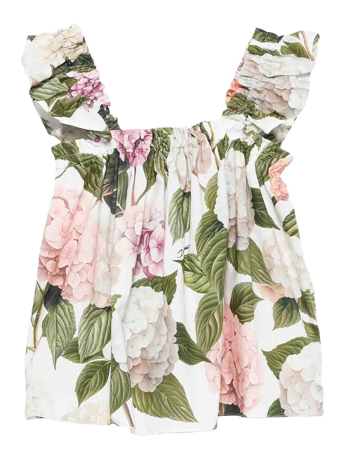 Dolce & Gabbana Ruffled Floral Print Top In Multi