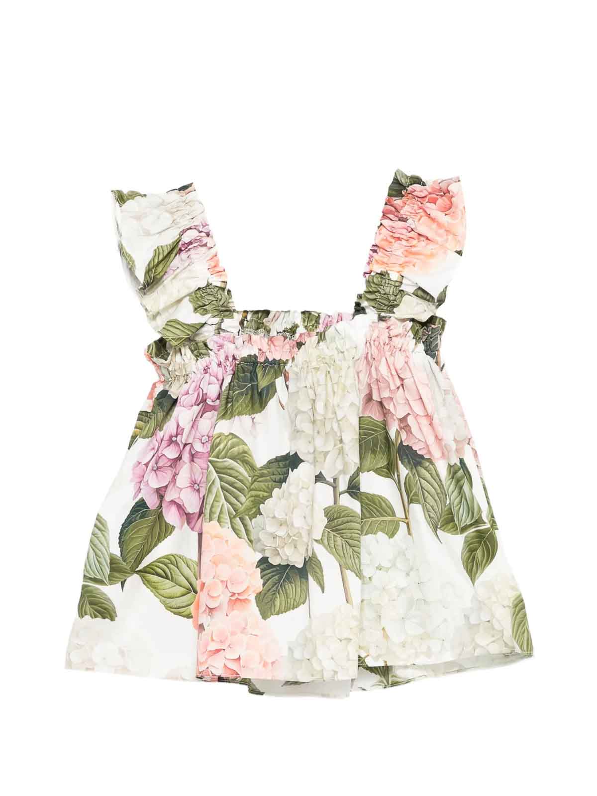 Dolce & Gabbana Ruffled Floral Print Top In Multi