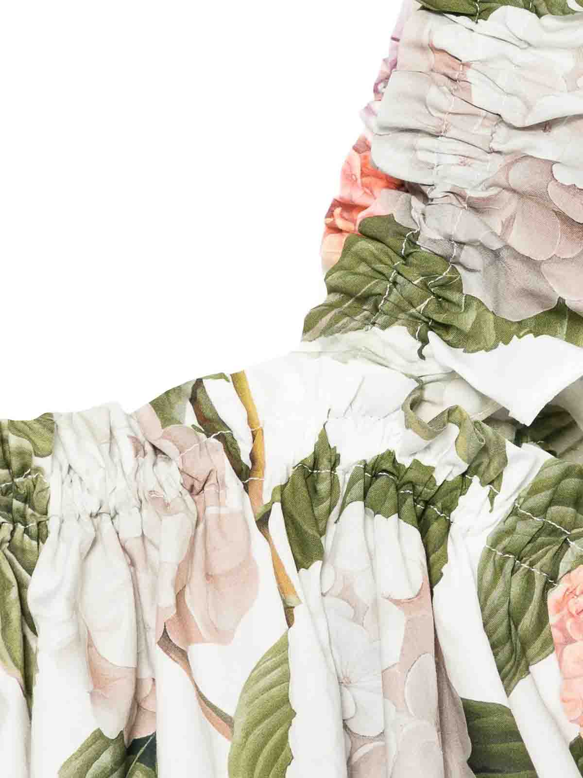 Dolce & Gabbana Ruffled Floral Print Top In Multi