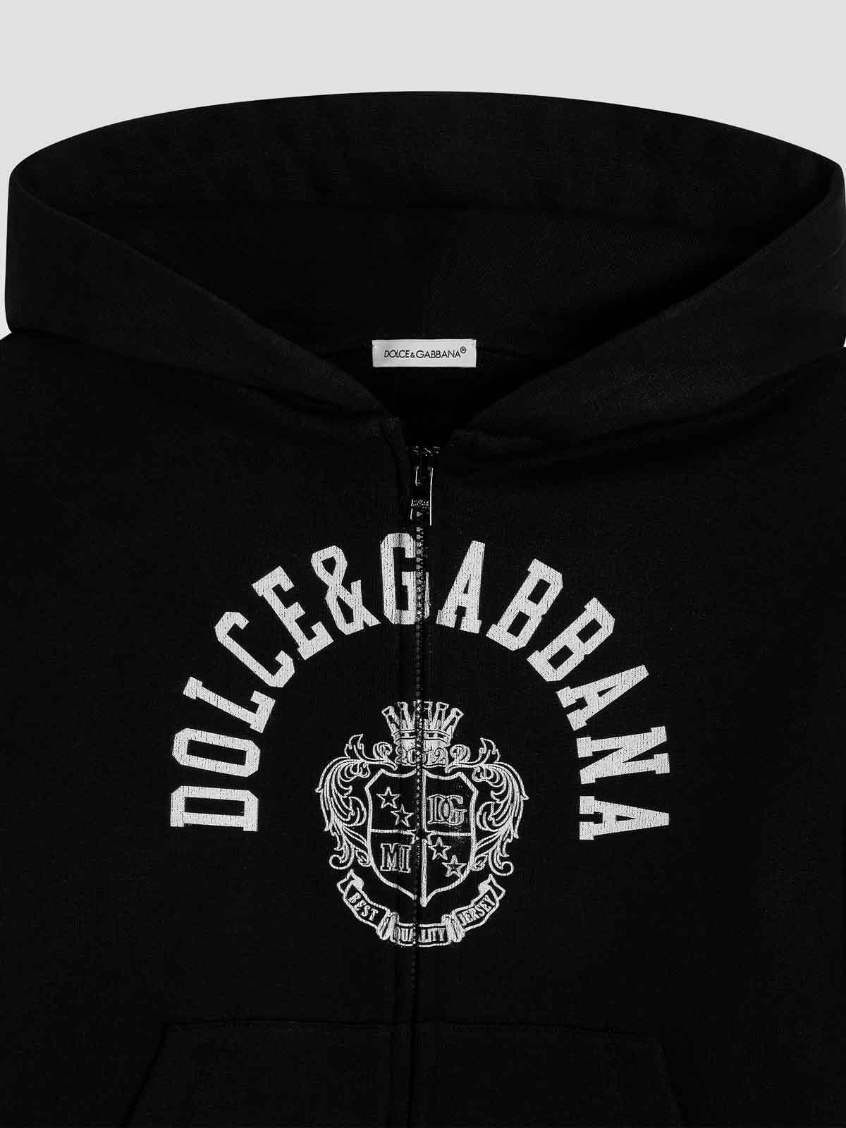 Dolce & Gabbana Hooded Sweatshirt With Print In Black