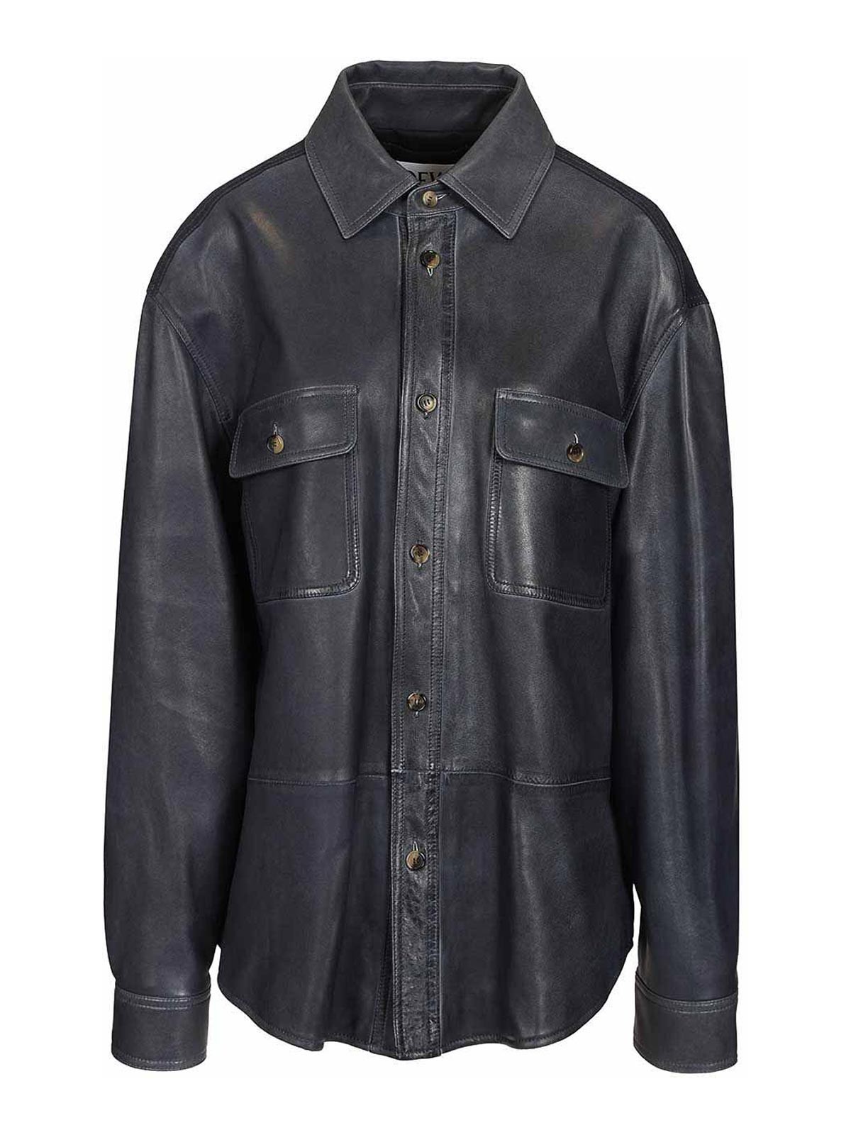 Giacca-camicia in pelle di agnello