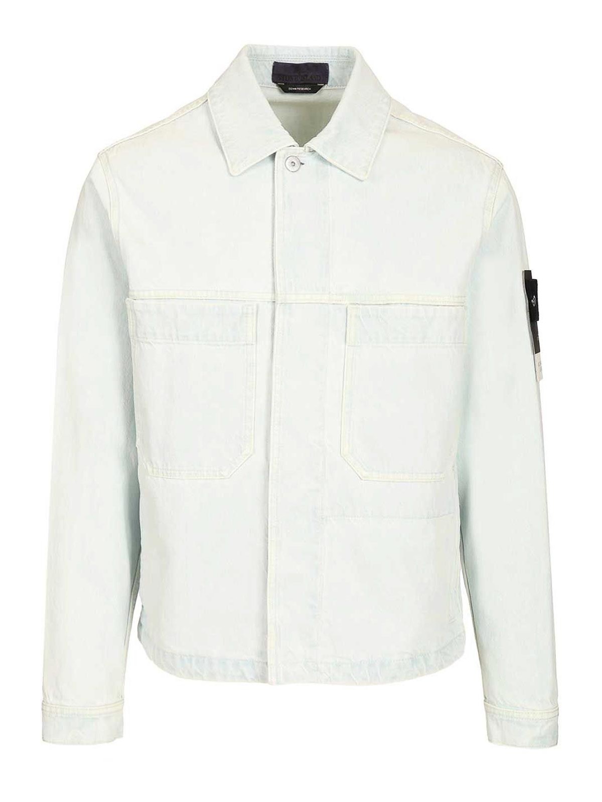 Giacca coach in denim ultra sbiancato