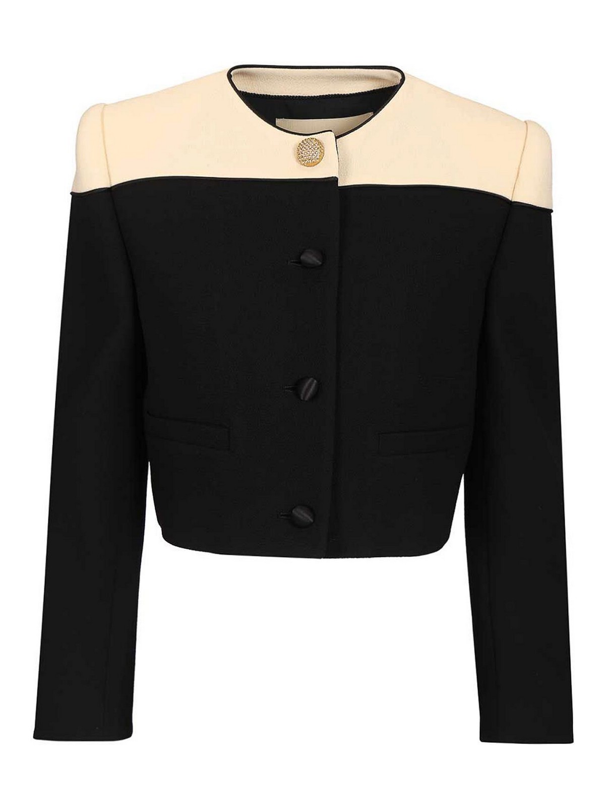 Valentino Two-tone Wool Jacket In Black