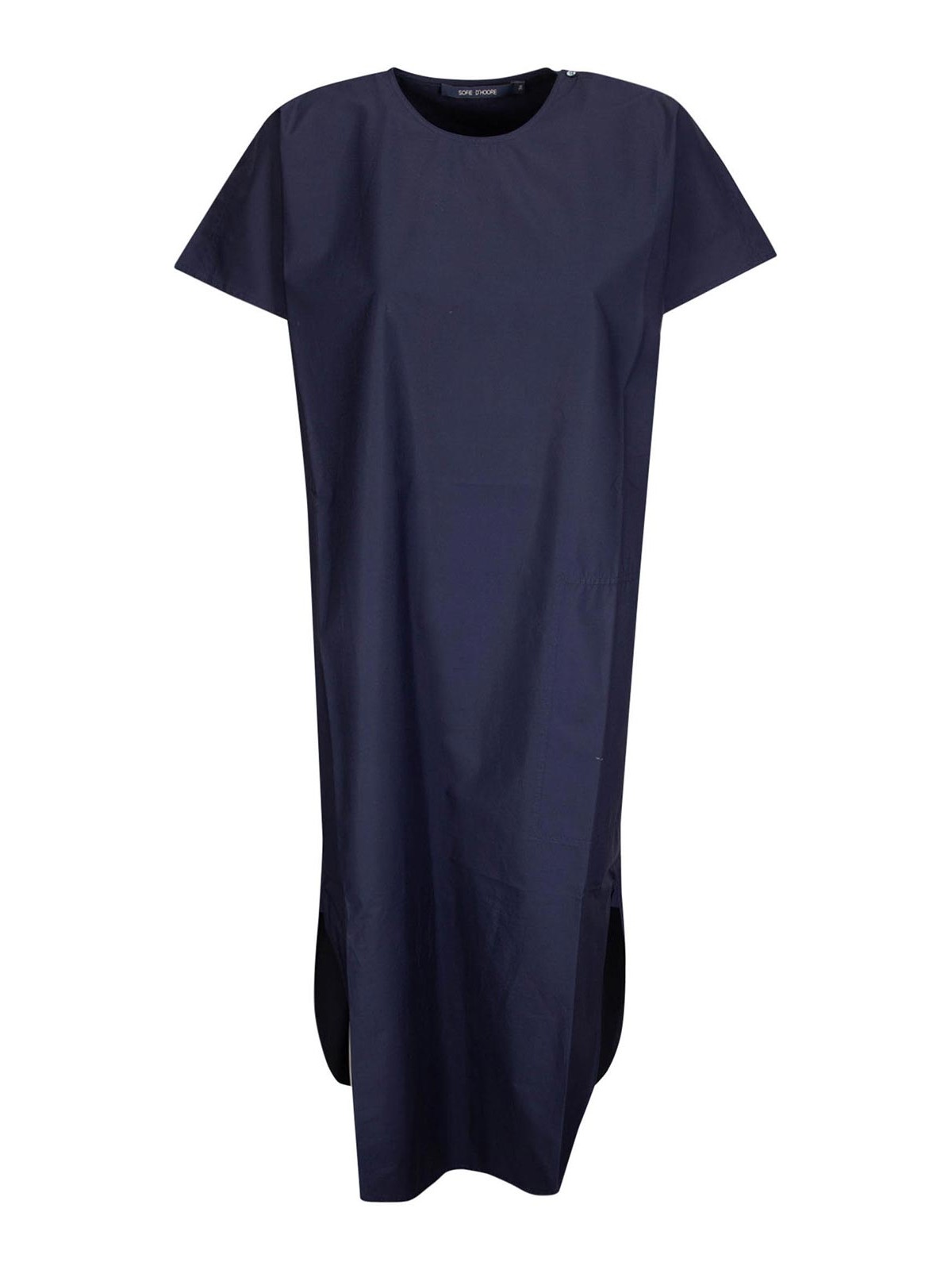 Sofie D'hoore Crew Neck S/sl Dress With Curved Hem In Blue