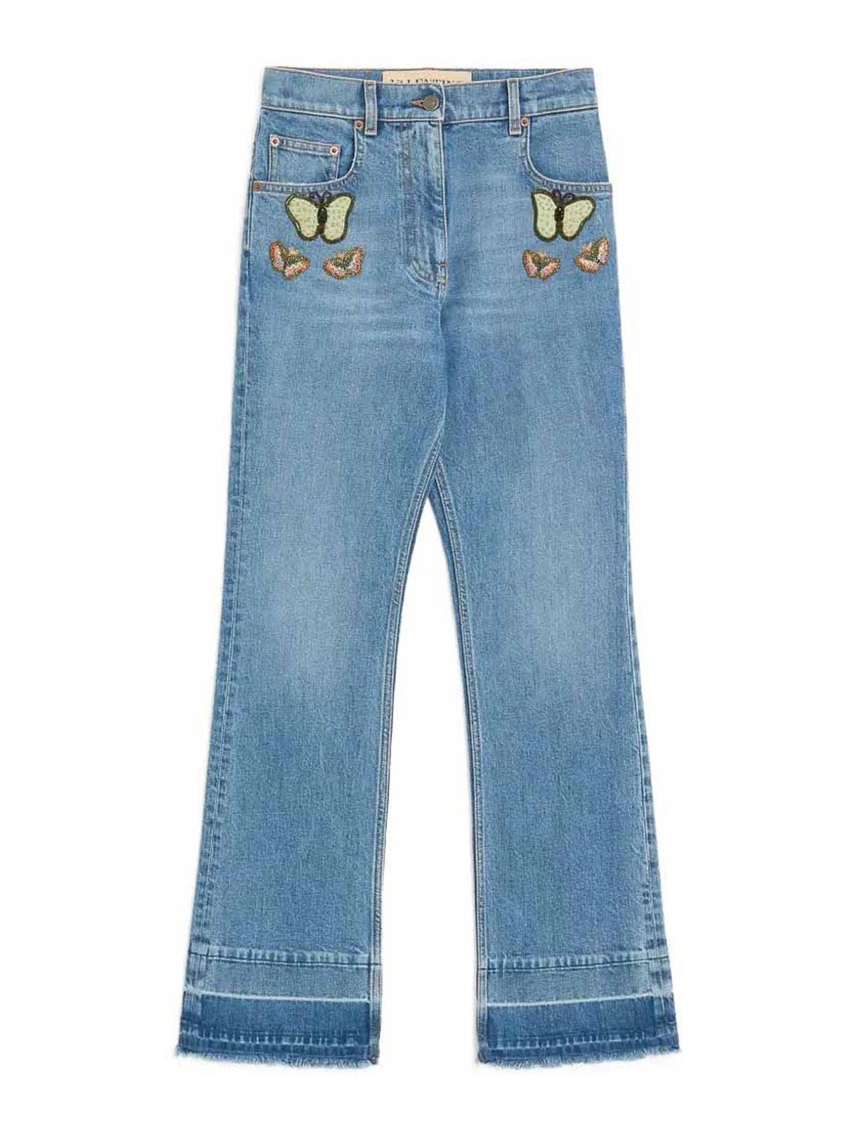 Jeans con perline a farfalla