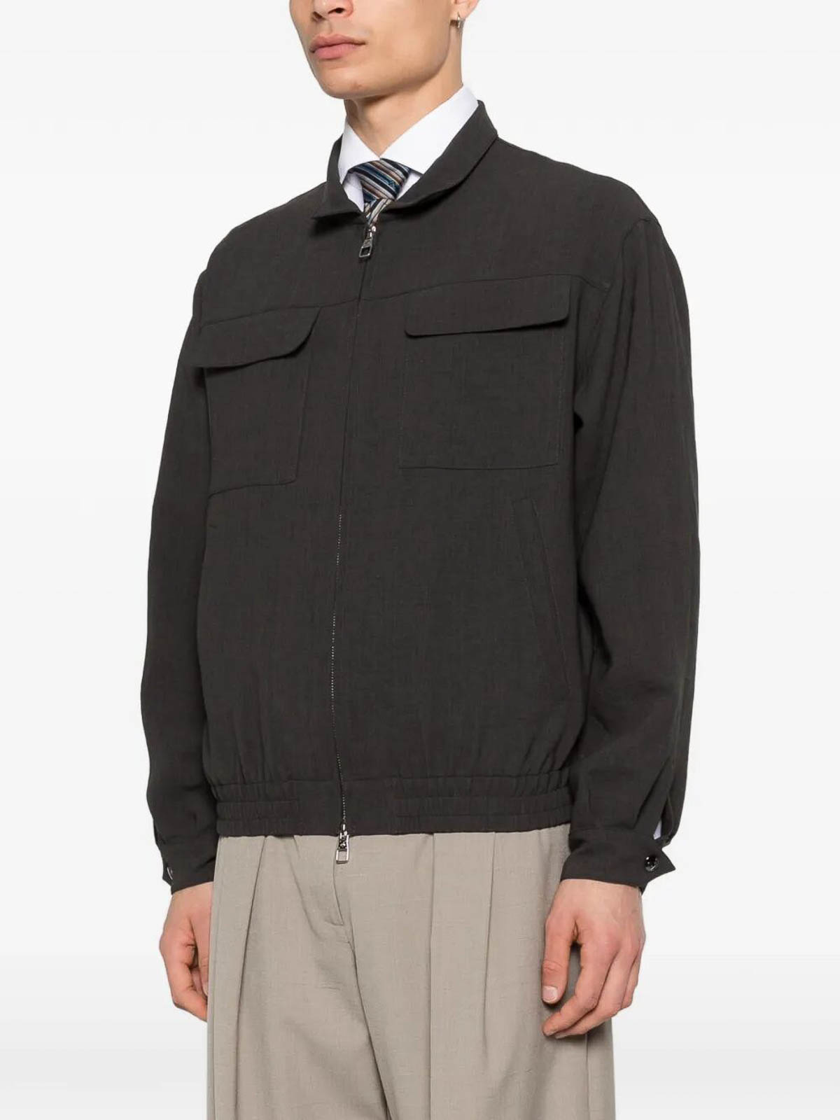 Montecore Patch Pocket Zip Jacket In Gray