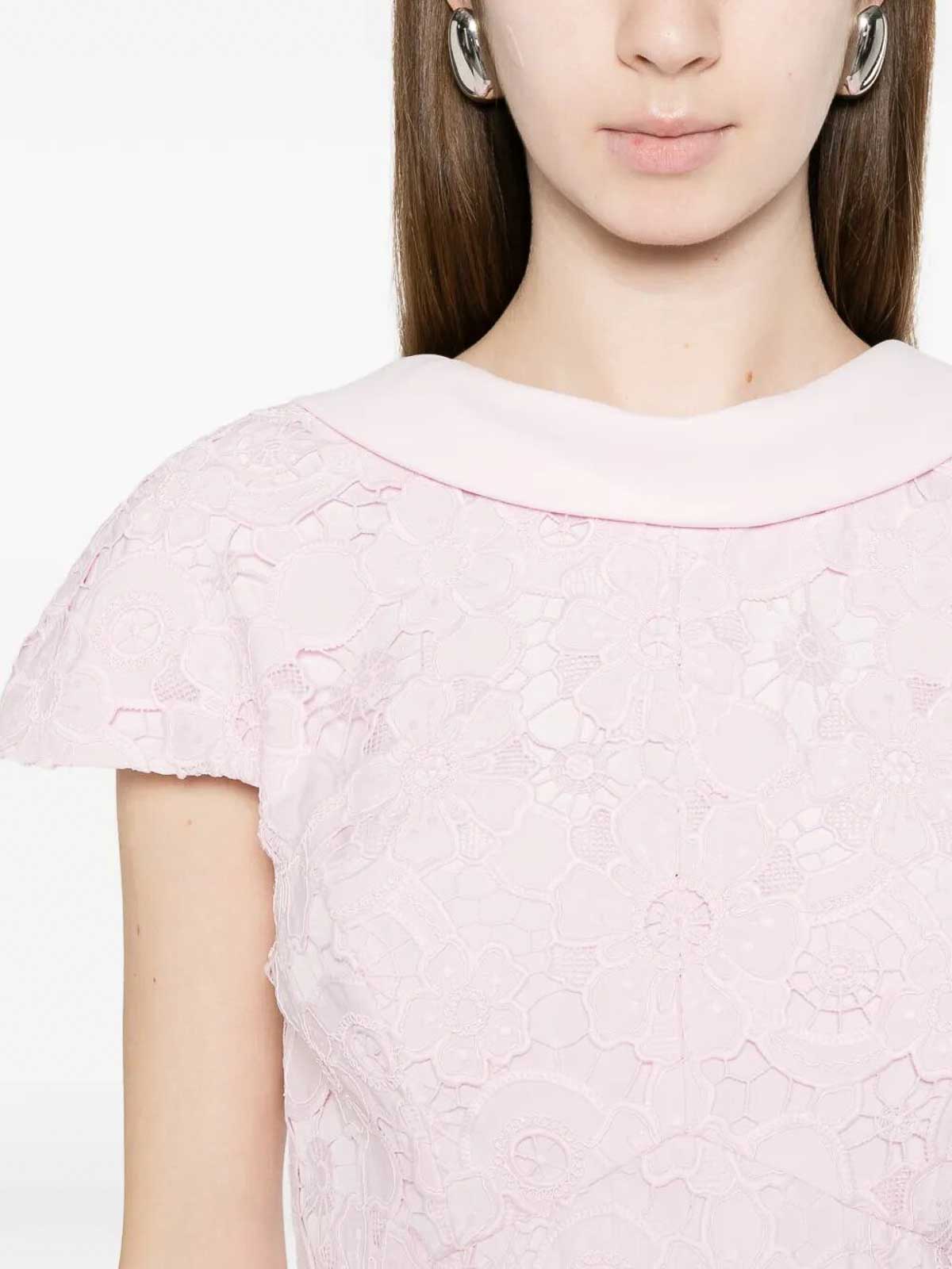 Self Portrait Lace Scoop Back Midi Dress - Women|SS26254MPPINK