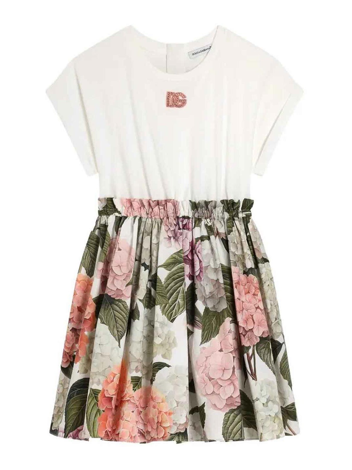 Vestito in jersey con stampa ortensie