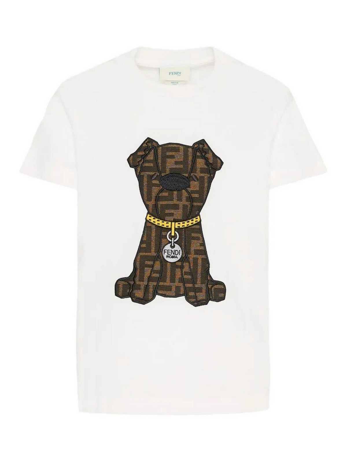 T-shirt in jersey con ricamo Ff Dog