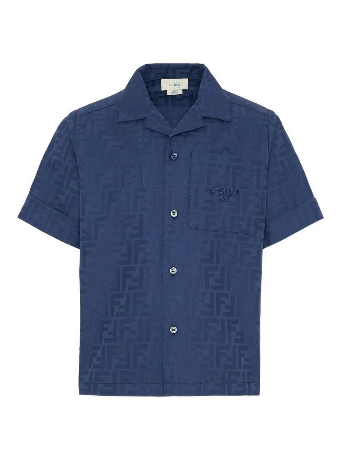 Camicia Ff a maniche corte in cotone jacquard