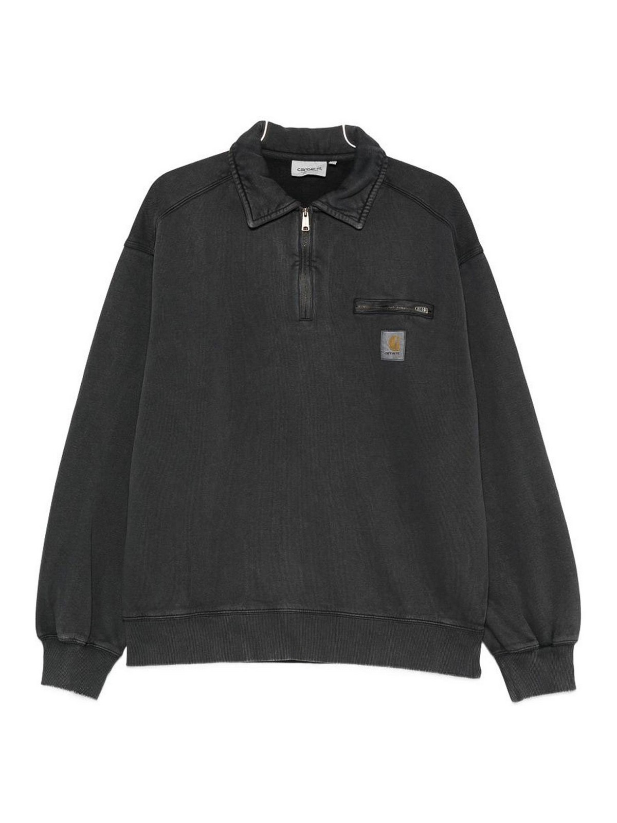 Felpa con mezza zip in cotone