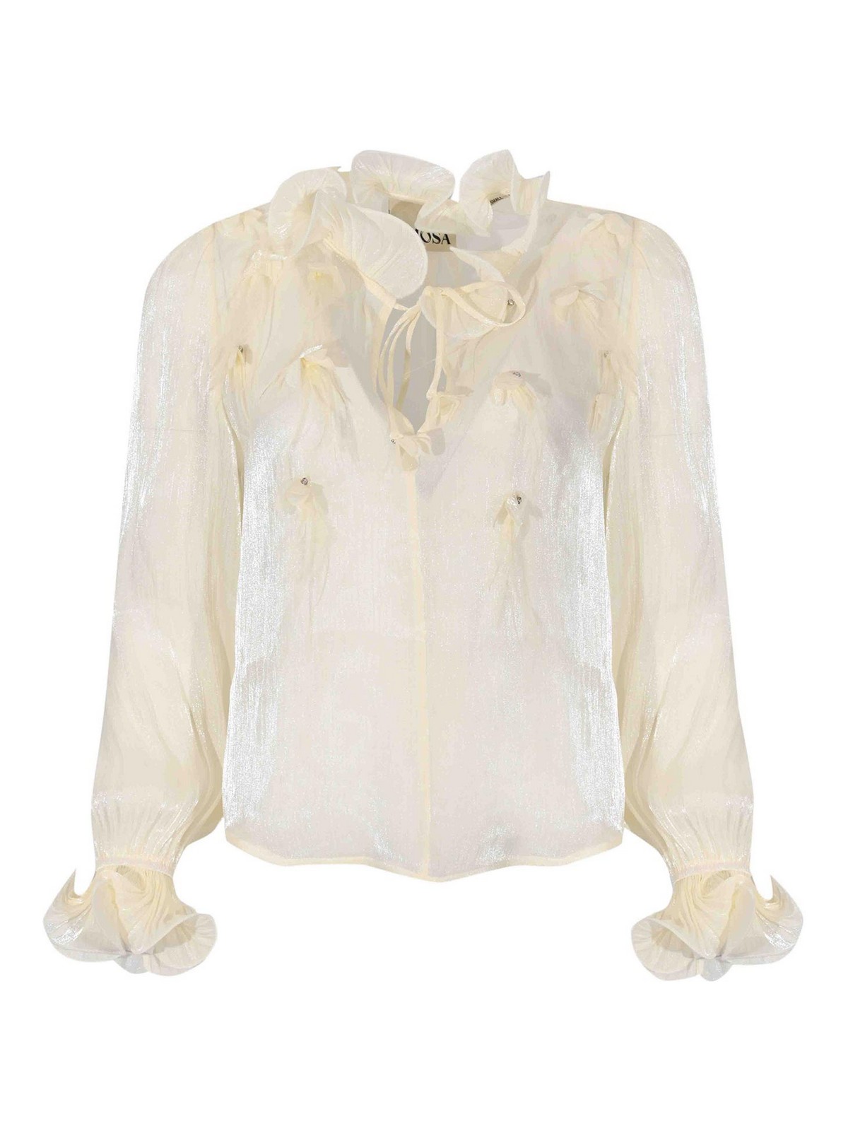 Camicia In Organza Effetto Lucido Con Volant