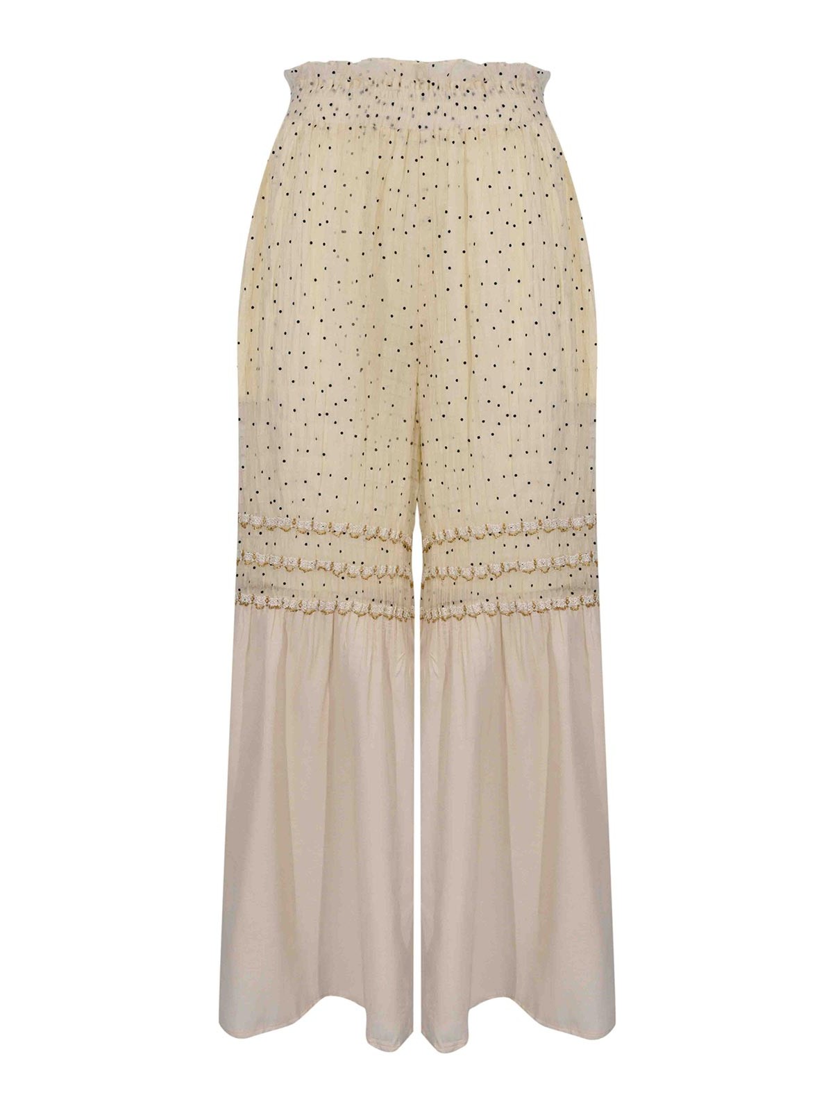 Pantalone Ampio A Pois In Tulle Misto Tencel