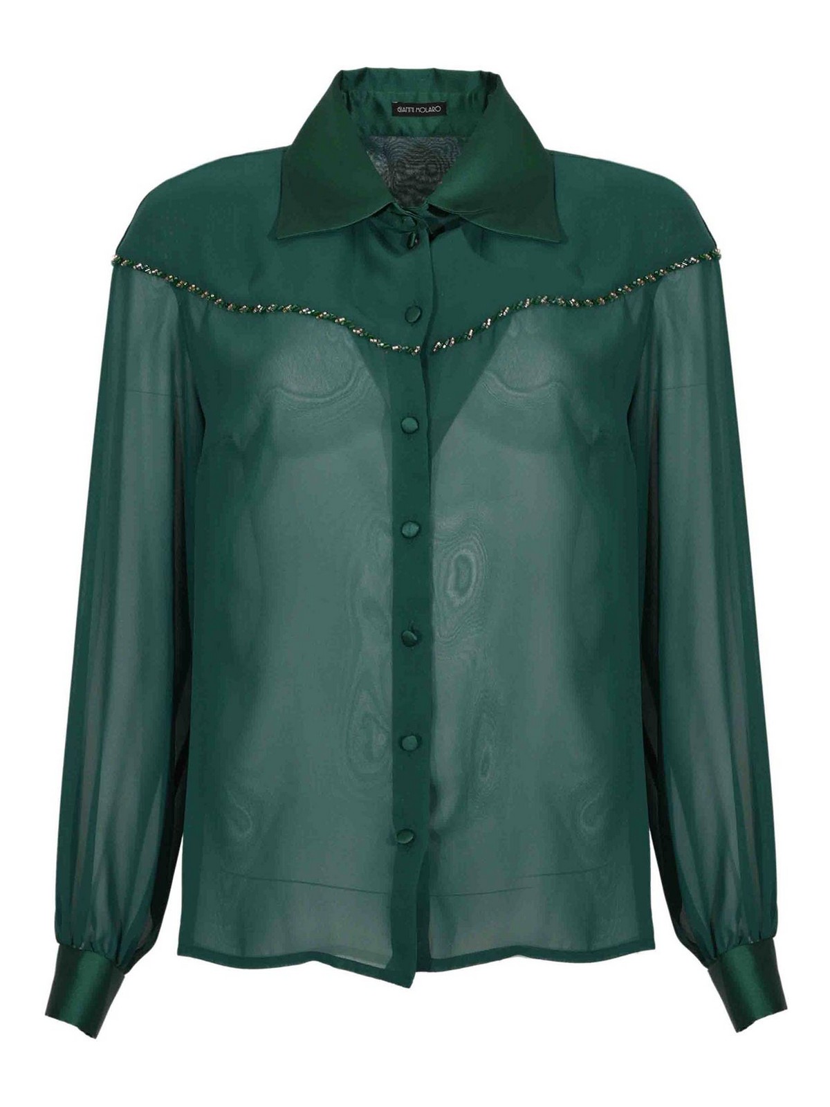 Camicia In Georgette Con Ricamo Gioiello