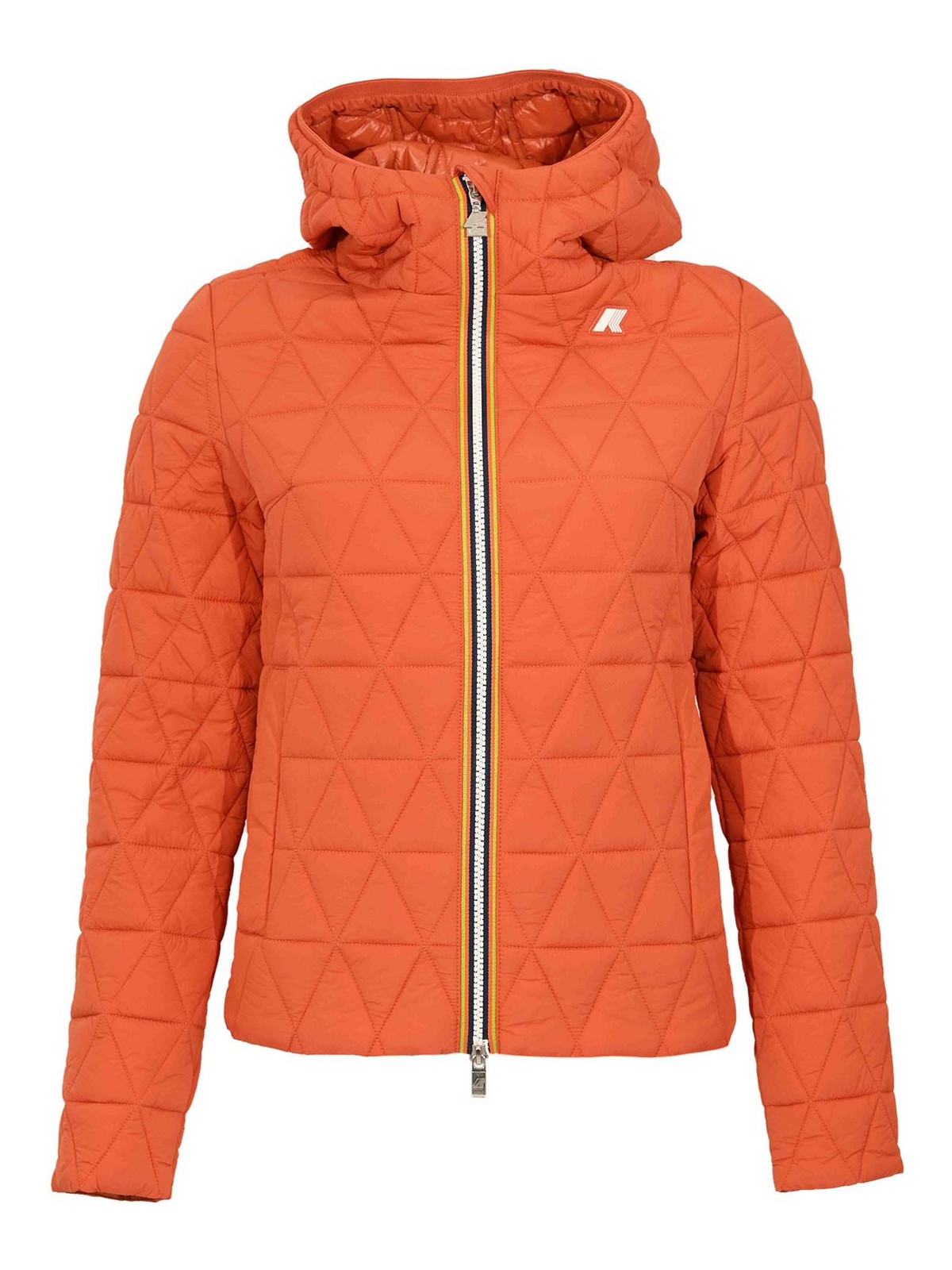 K-way Lil Diamond Quilted Warm Orange Nylon Jacket In Brown