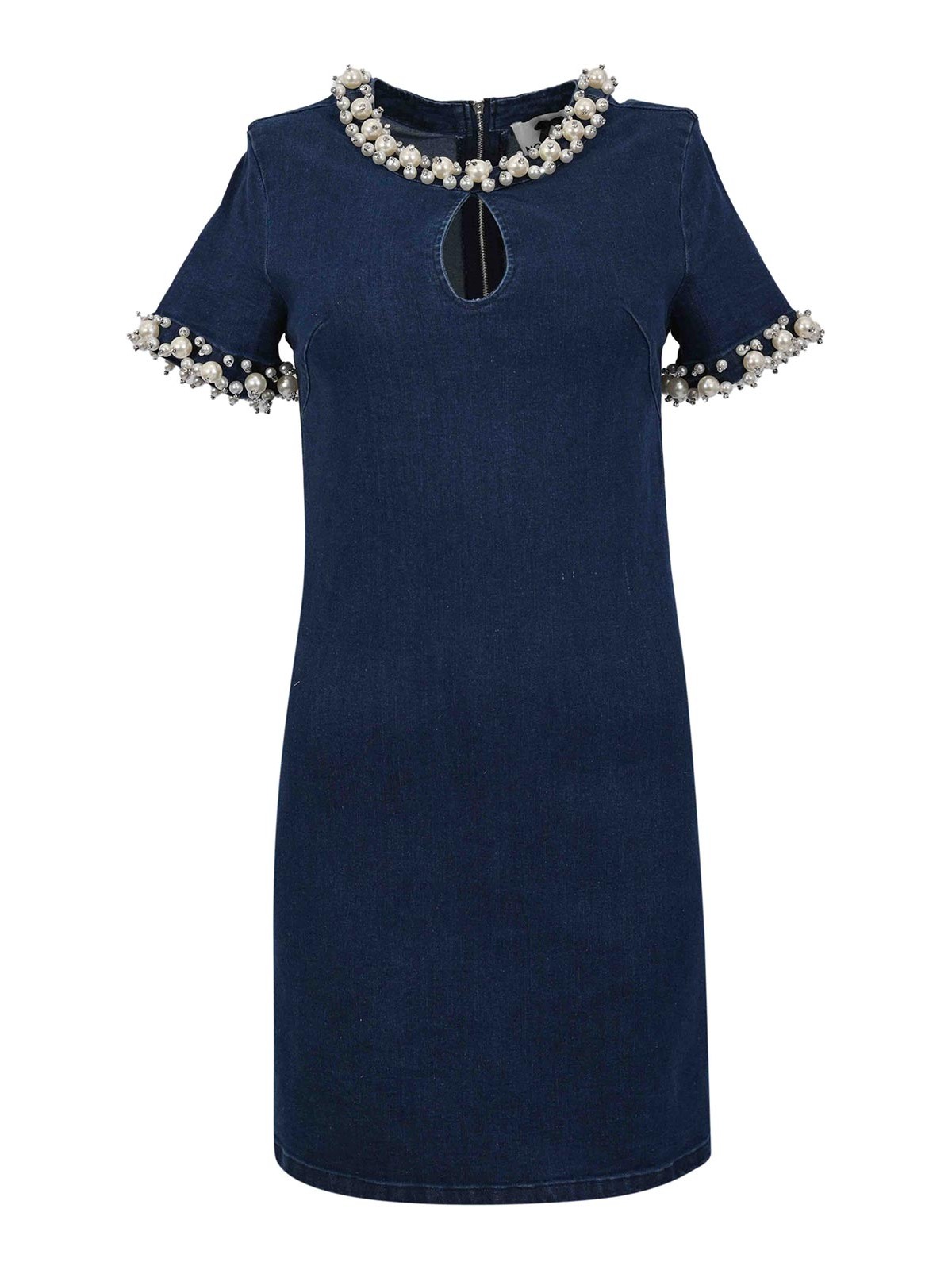 Vestito In Denim Con Perle
