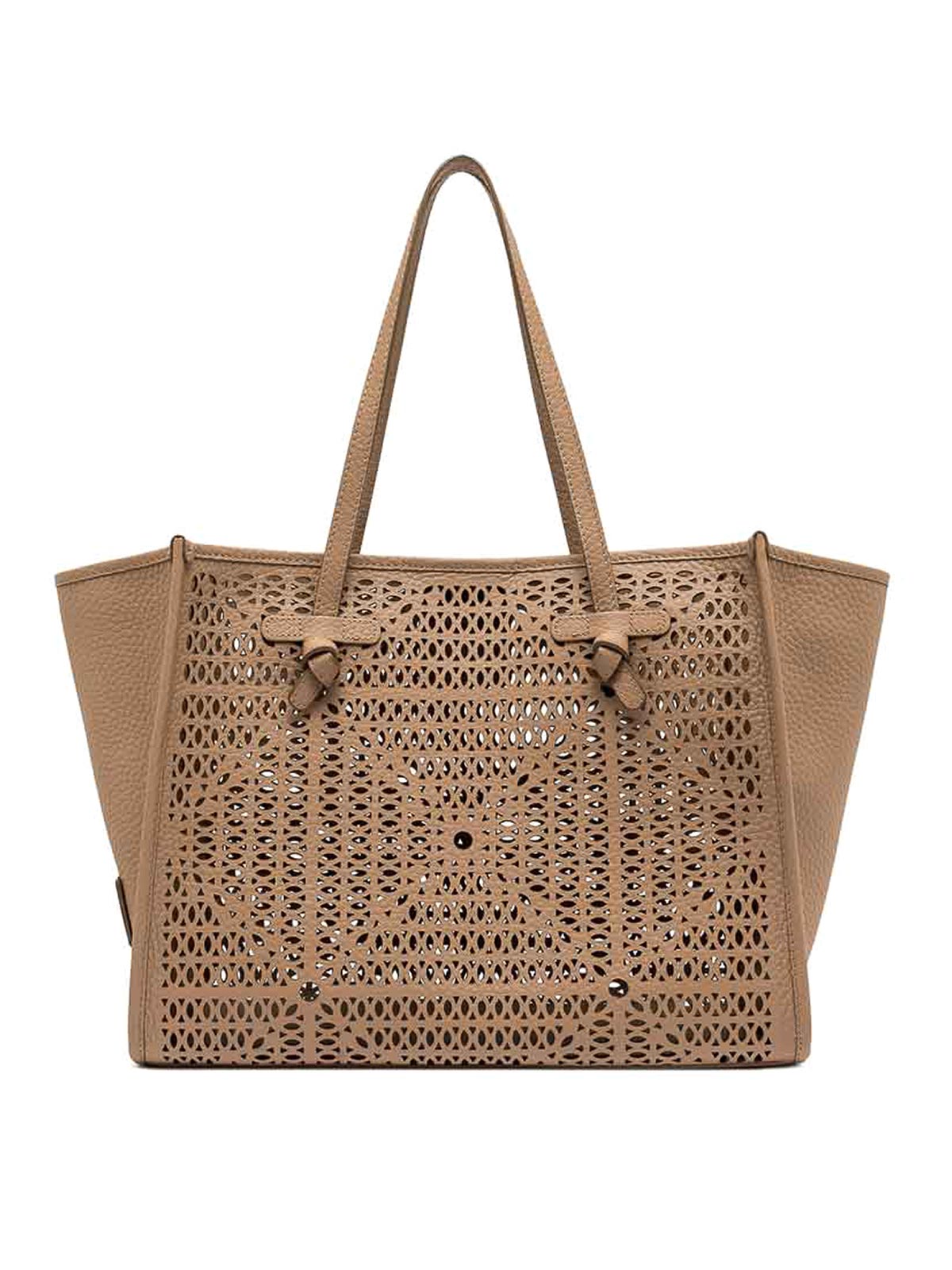 Shopping Bag Marcella In Pelle Traforata Clay