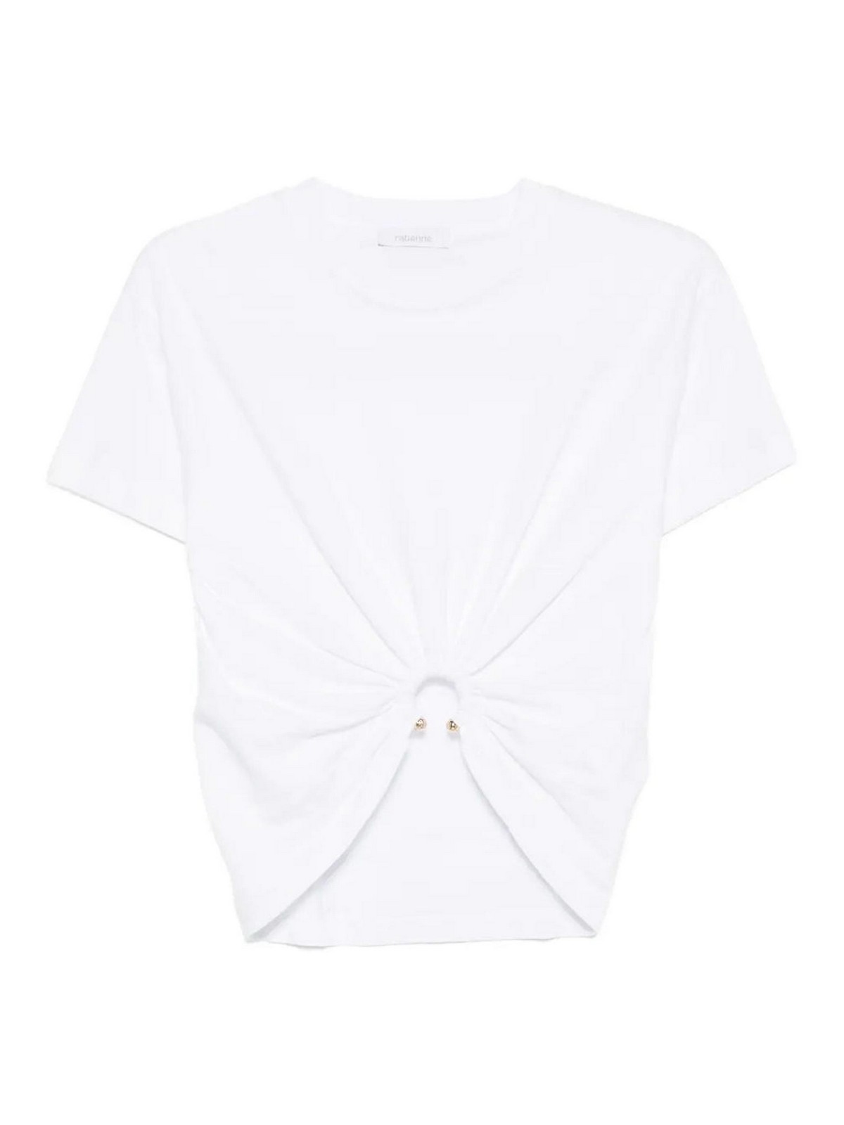 Rabanne T-shirt Crop Anello Bianca