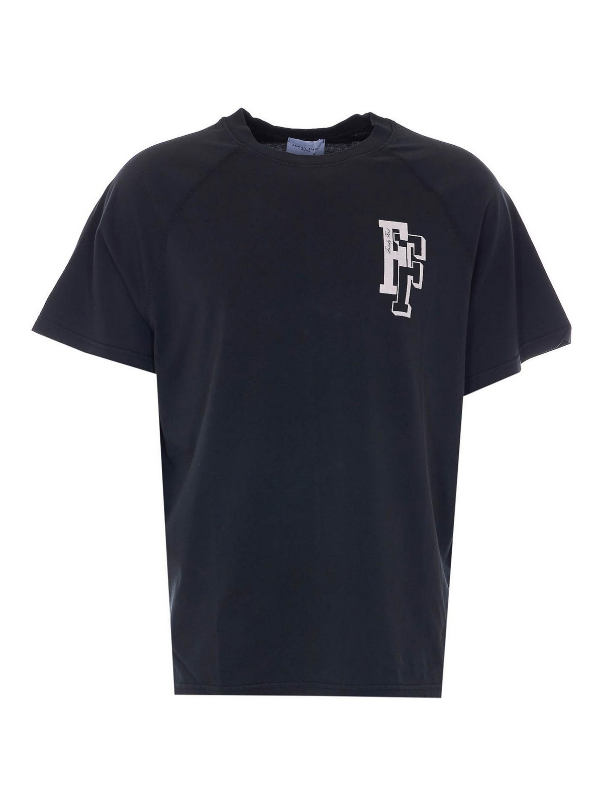 Family First T-shirt nera slavata