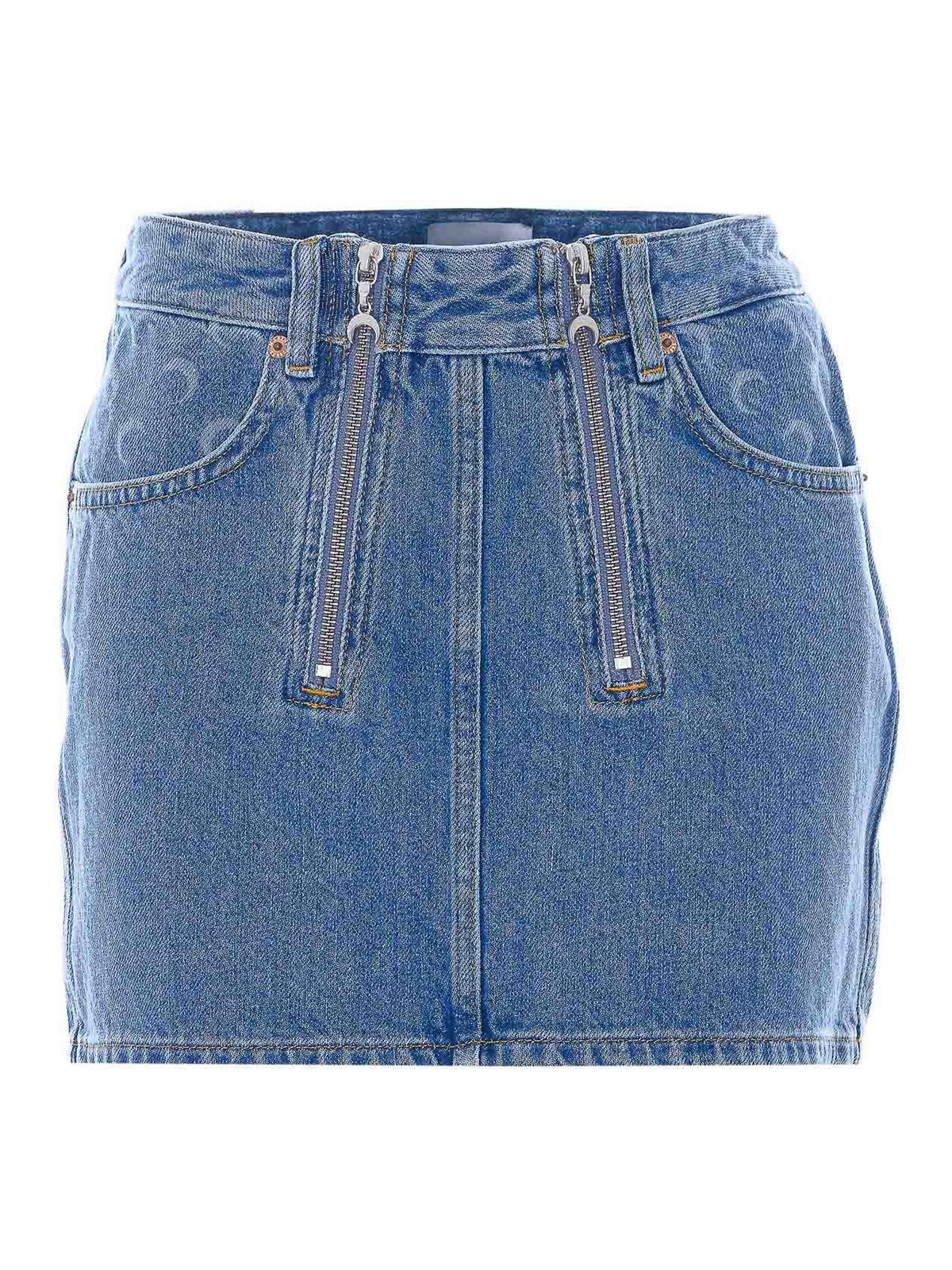 Marine Serre Denim Blue Mini Denim Skirt
