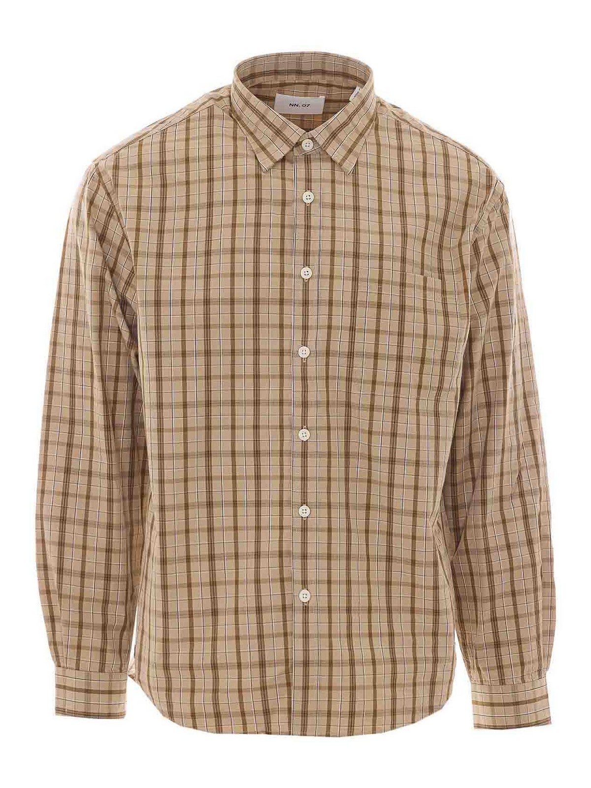 Nn.07 Camicia Deon Marrone E Beige