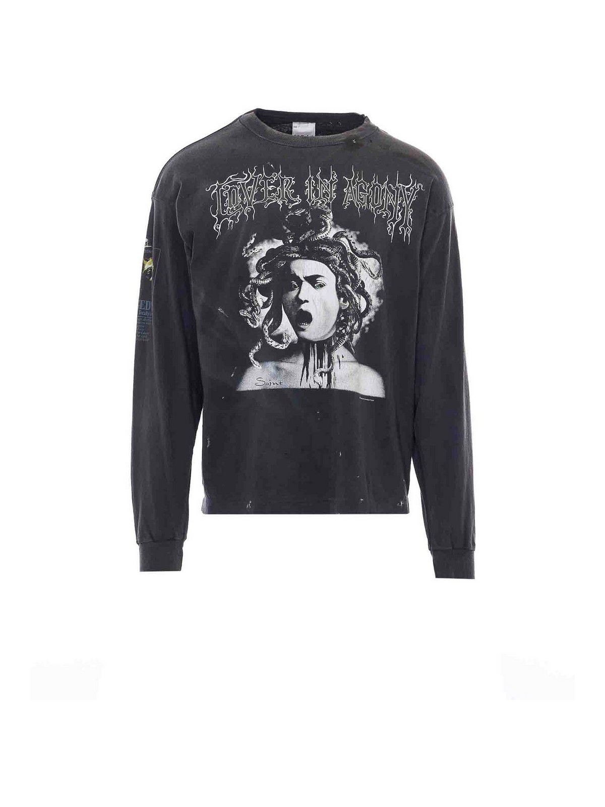 T-shirt grigia a maniche lunghe
