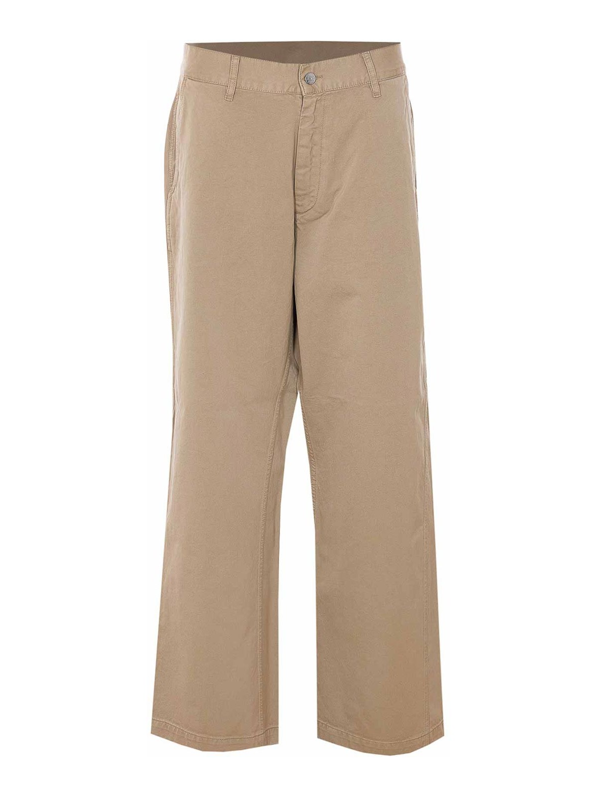 Pantaloni chino larghi color kaki