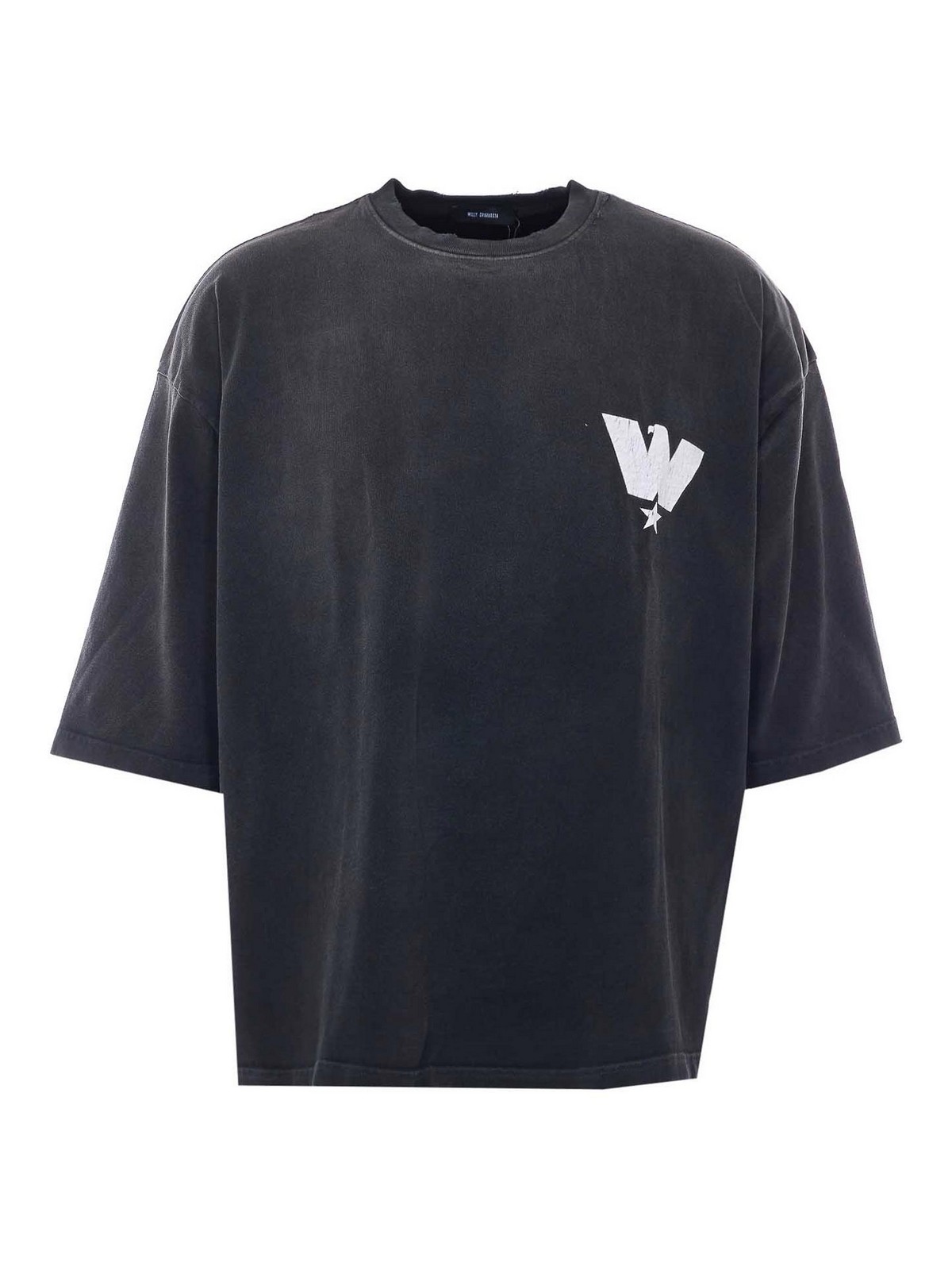 T-shirt nera del servizio di moda