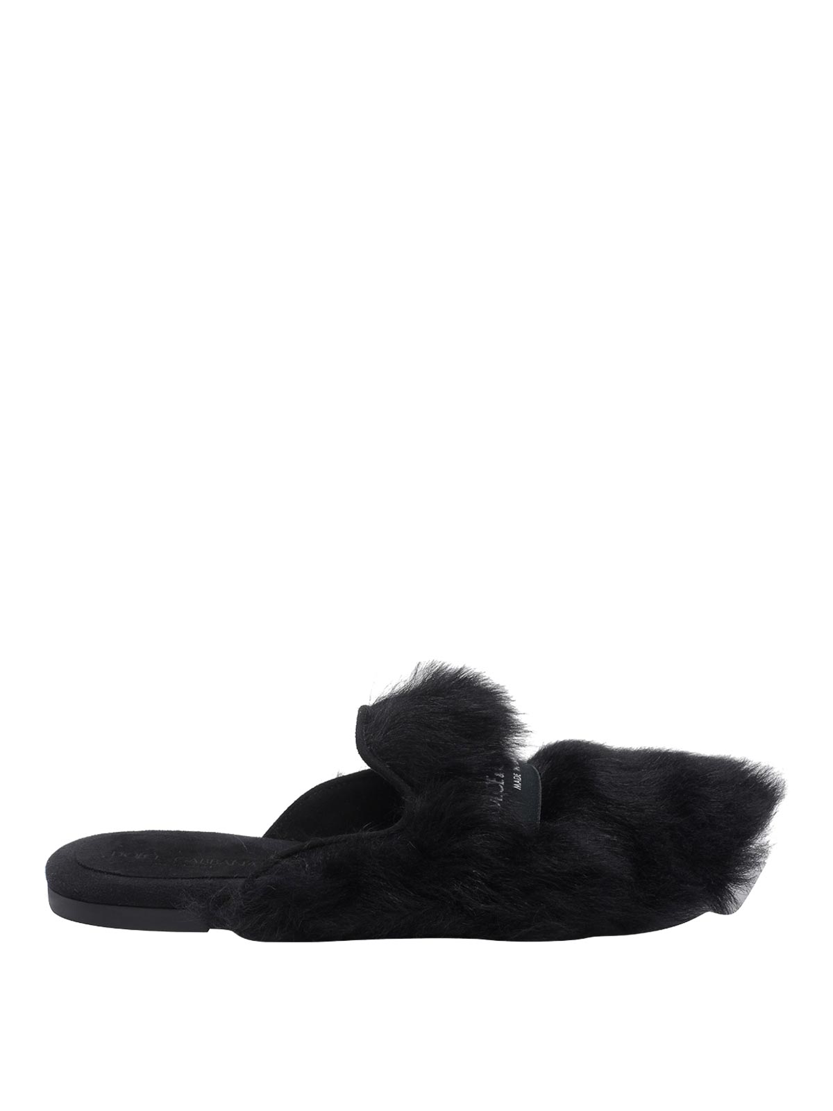 Dolce & Gabbana Shearling Slippers In Black