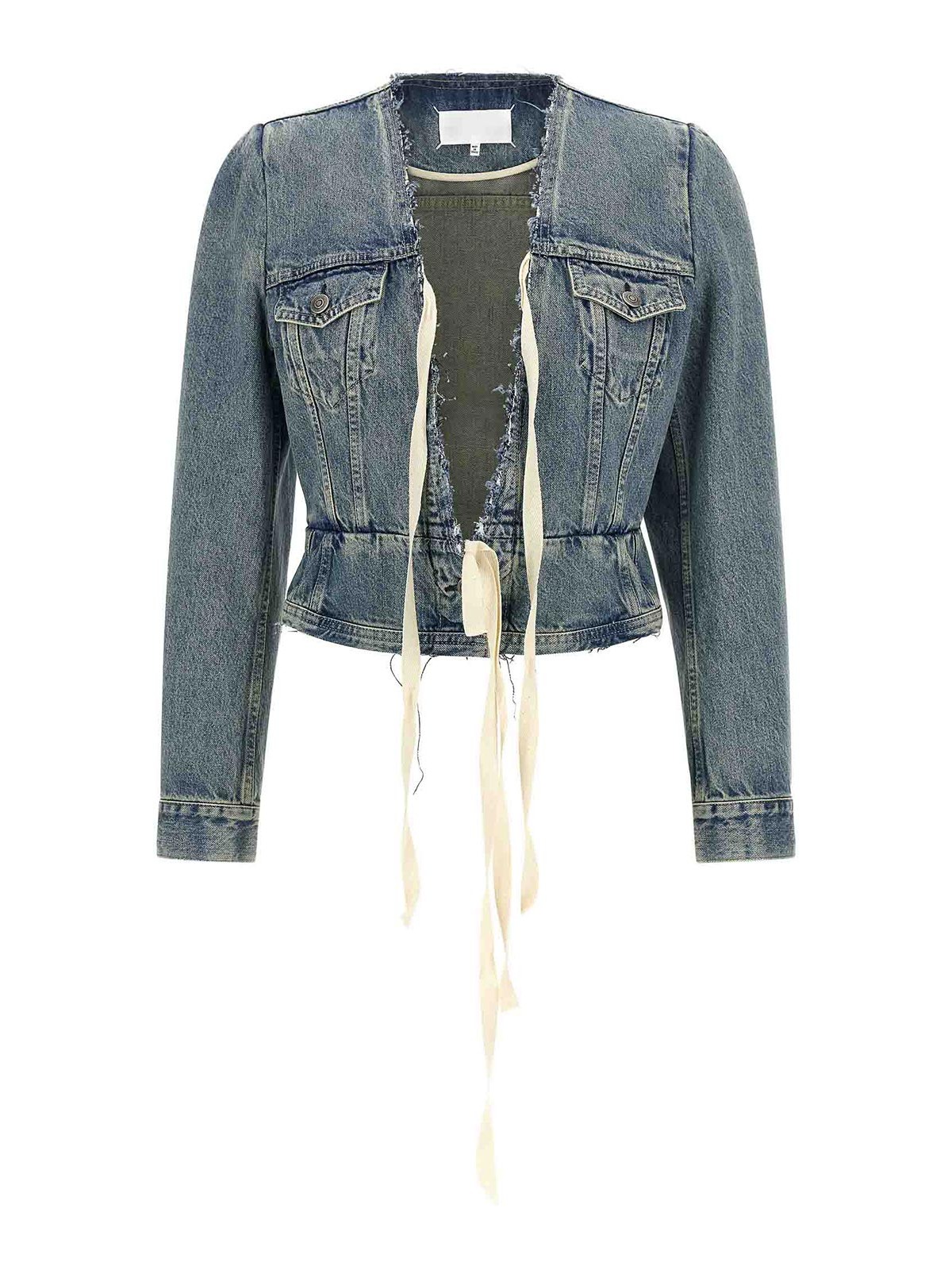 Giacca in denim con orlo a taglio vivo