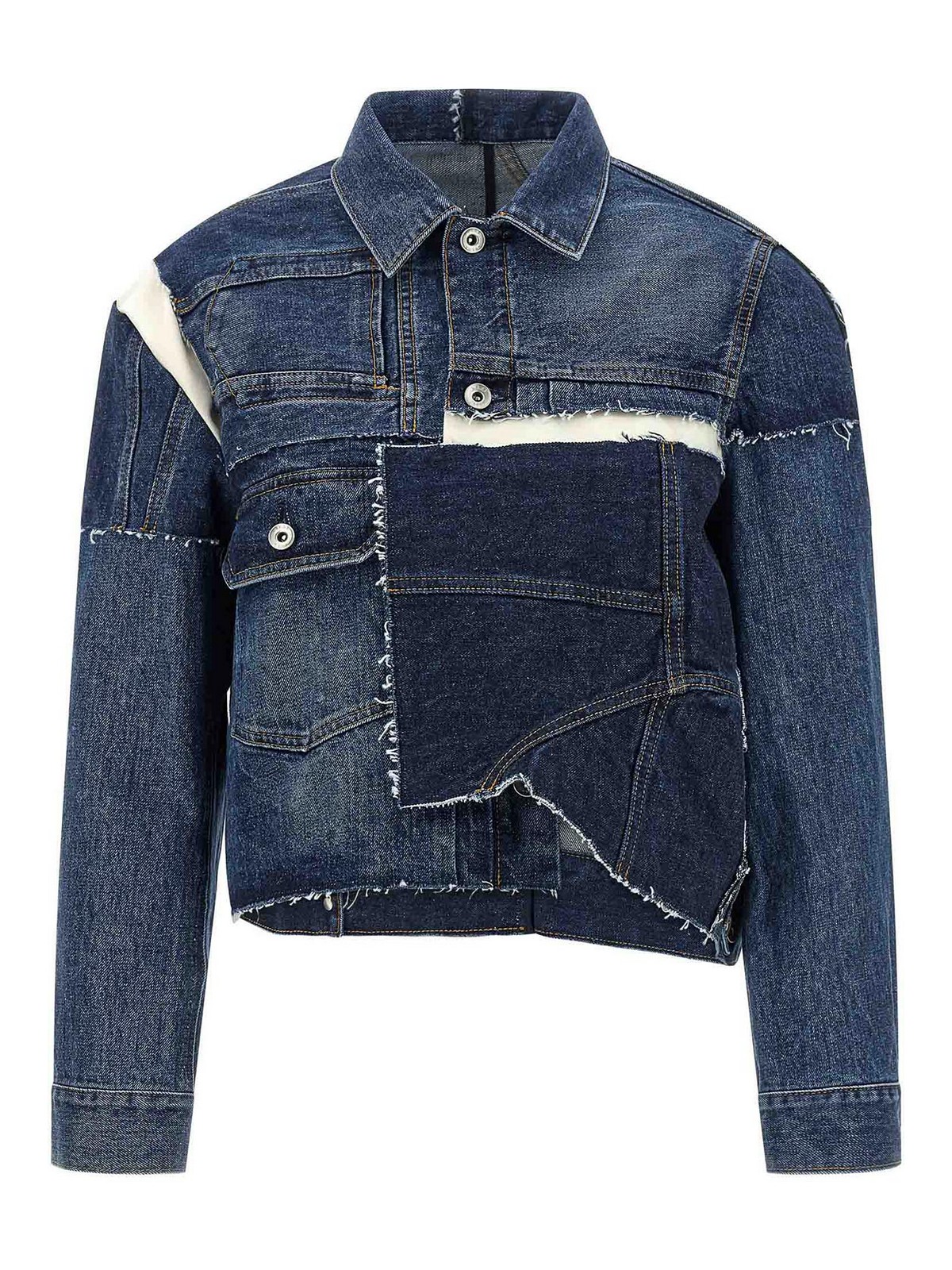 Sacai Giacca in denim patchwork