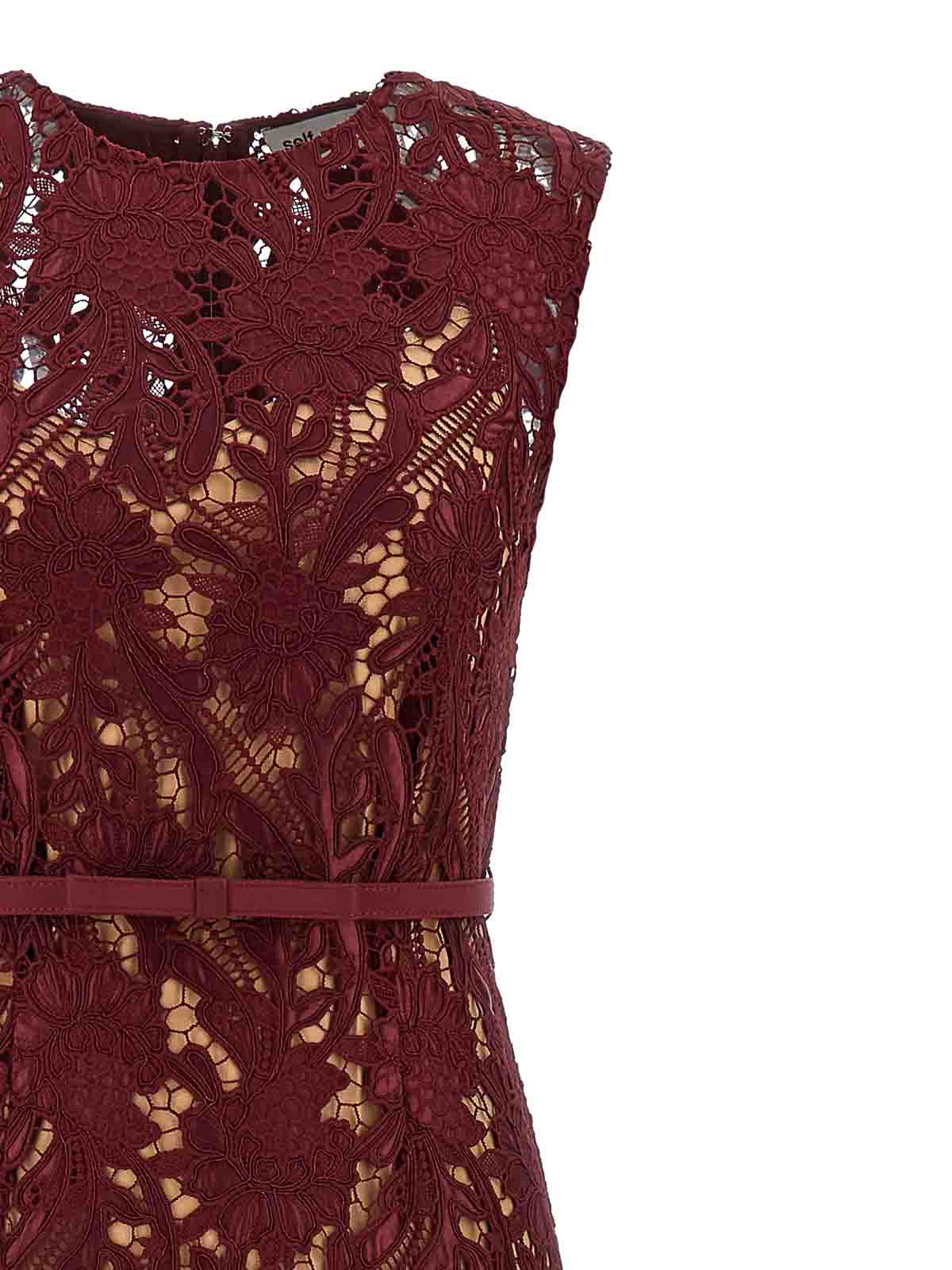 Self Portrait Burgundy Guipure Lace Midi Dress|RS26167MABURGUNDY Self Portrait Burgundy Guipure Lace Midi Dress|RS26167MABURGUNDY