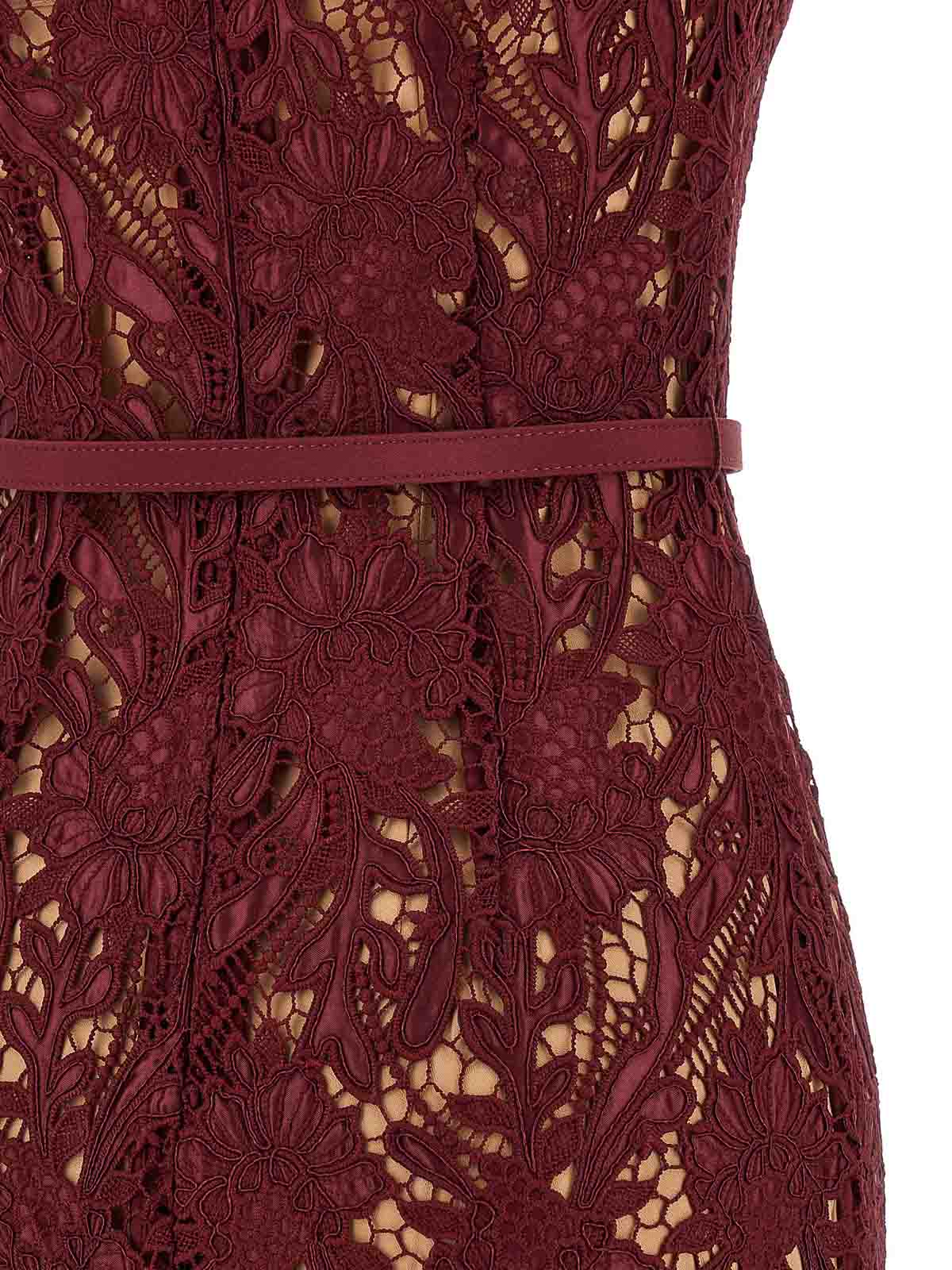 Self Portrait Burgundy Guipure Lace Midi Dress|RS26167MABURGUNDY Self Portrait Burgundy Guipure Lace Midi Dress|RS26167MABURGUNDY