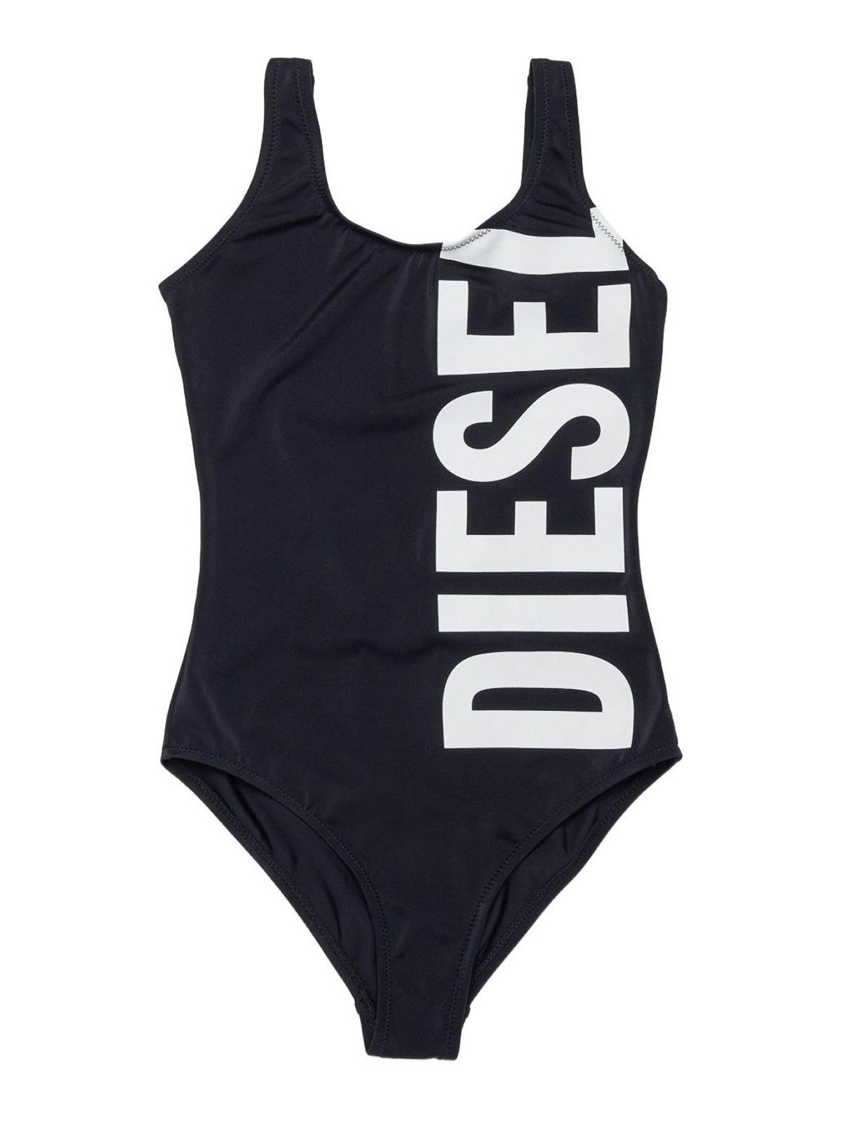 Costume da bagno in tinta unita con maxi logo
