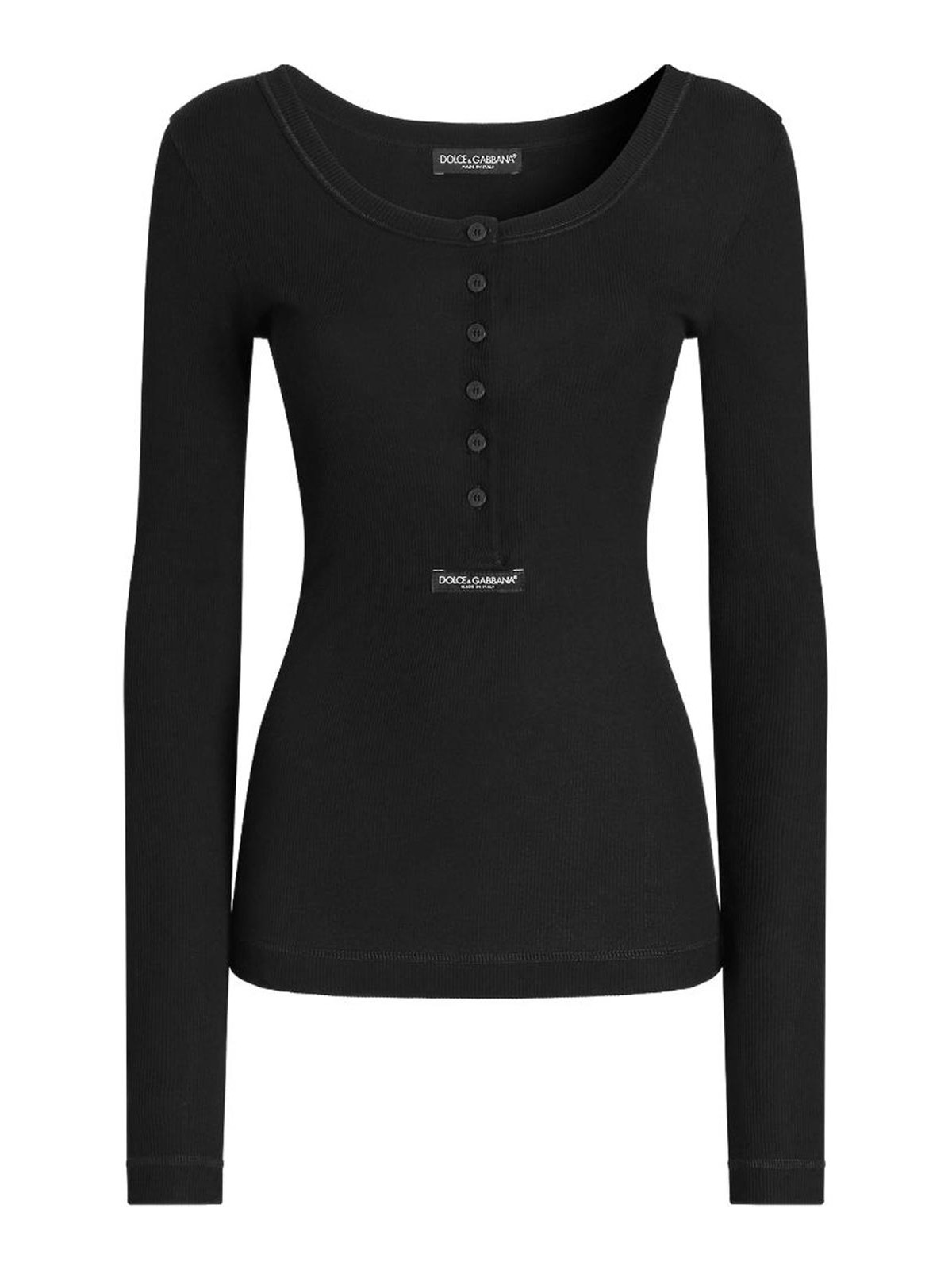 Dolce & Gabbana Ribbed cotton henley t-shirt|F8W44TFU7AVN0000