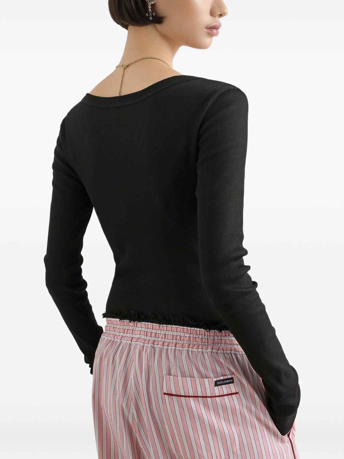 Dolce & Gabbana Ribbed cotton henley t-shirt|F8W44TFU7AVN0000